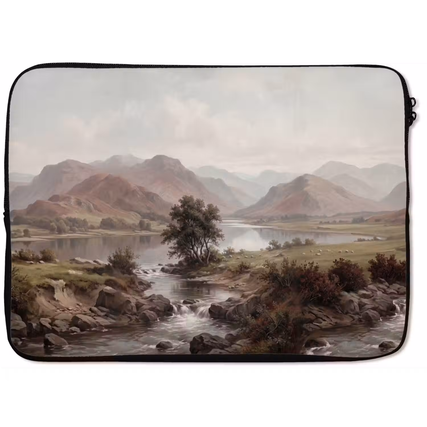 Berglandschap - Meer - Bergen - Vallei - Klassiek laptophoes neopreen klein -zkaufland3dotto