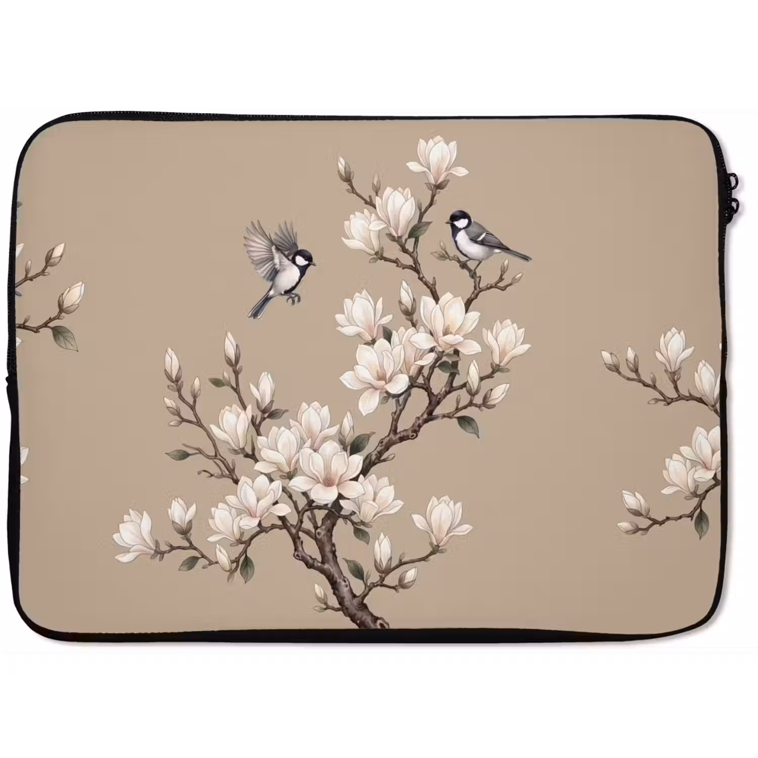 Oosters - Vogels - Beige laptophoes neopreen klein -zkaufland3dotto
