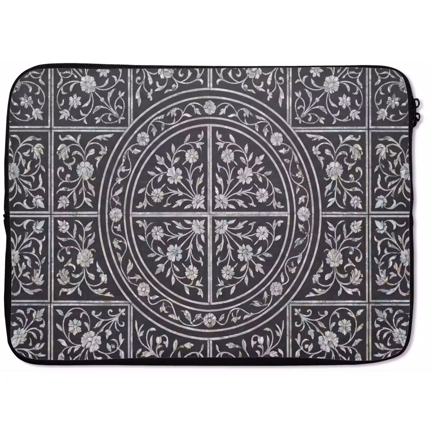 Patroon - Bloemmotief - Decoratie - Klassiek - Zwart laptophoes neopreen klein -zkaufland3dotto