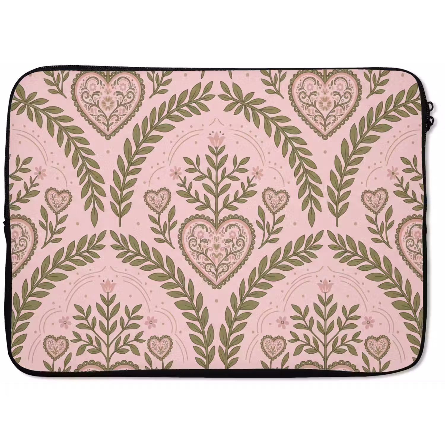 Patroon - Hart - Bloemen - Folkloristisch - Roze laptophoes neopreen klein -zkaufland3dotto