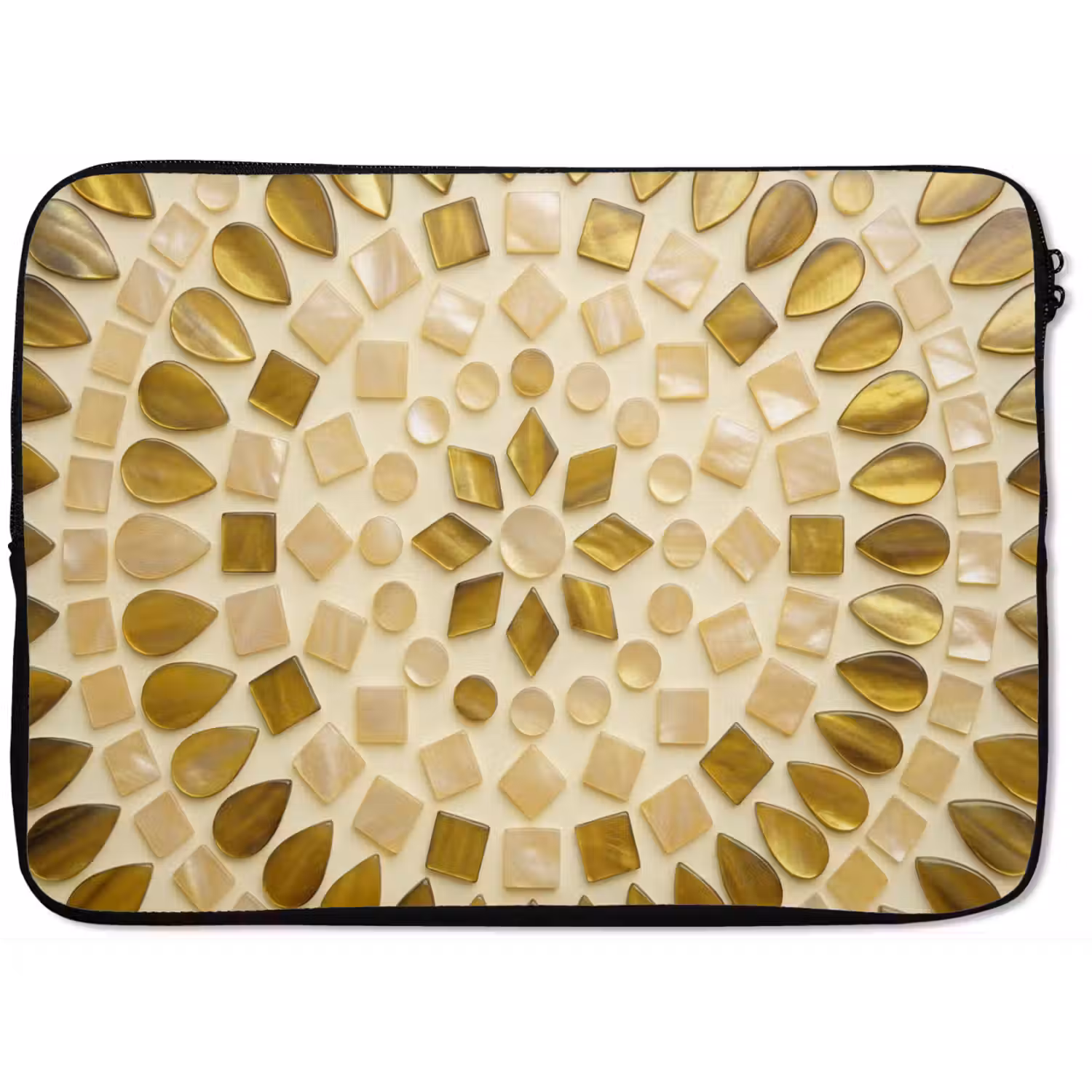 Patroon - Vormen - Mozaïek - Abstract - Goud laptophoes neopreen klein -zkaufland3dotto