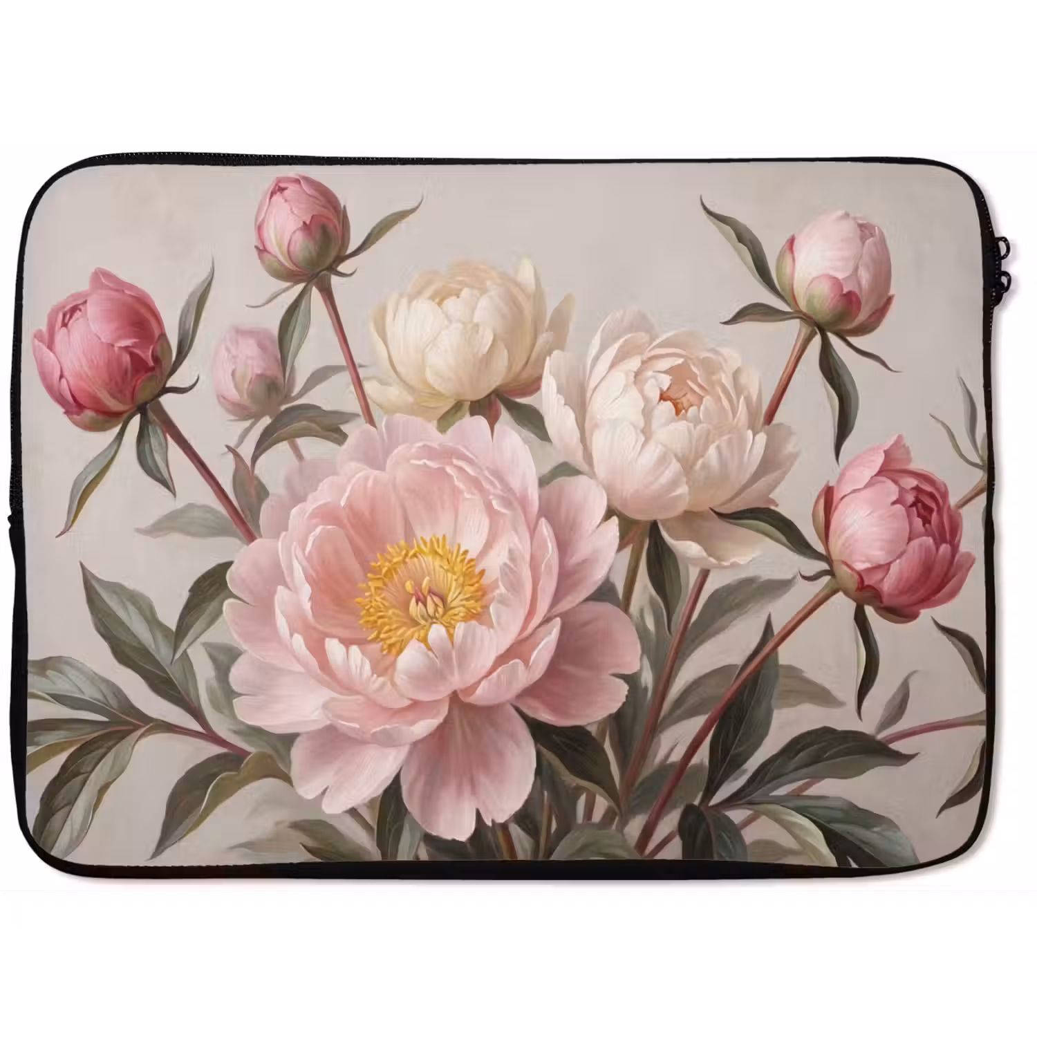 Pioenrozen - Boeket - Roze laptophoes neopreen klein -zkaufland3dotto