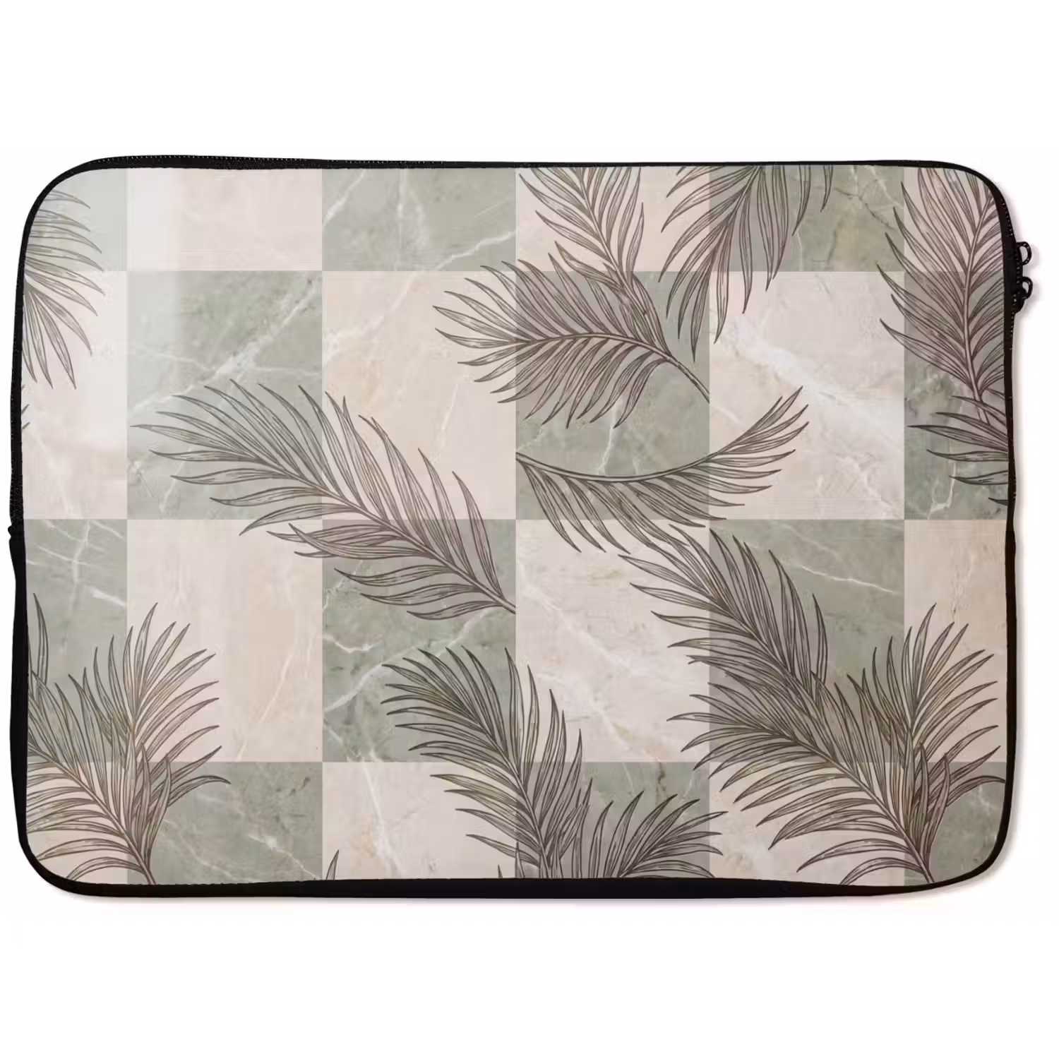 Planten - Bladeren - Marmer - Modern - Groen laptophoes neopreen klein -zkaufland3dotto