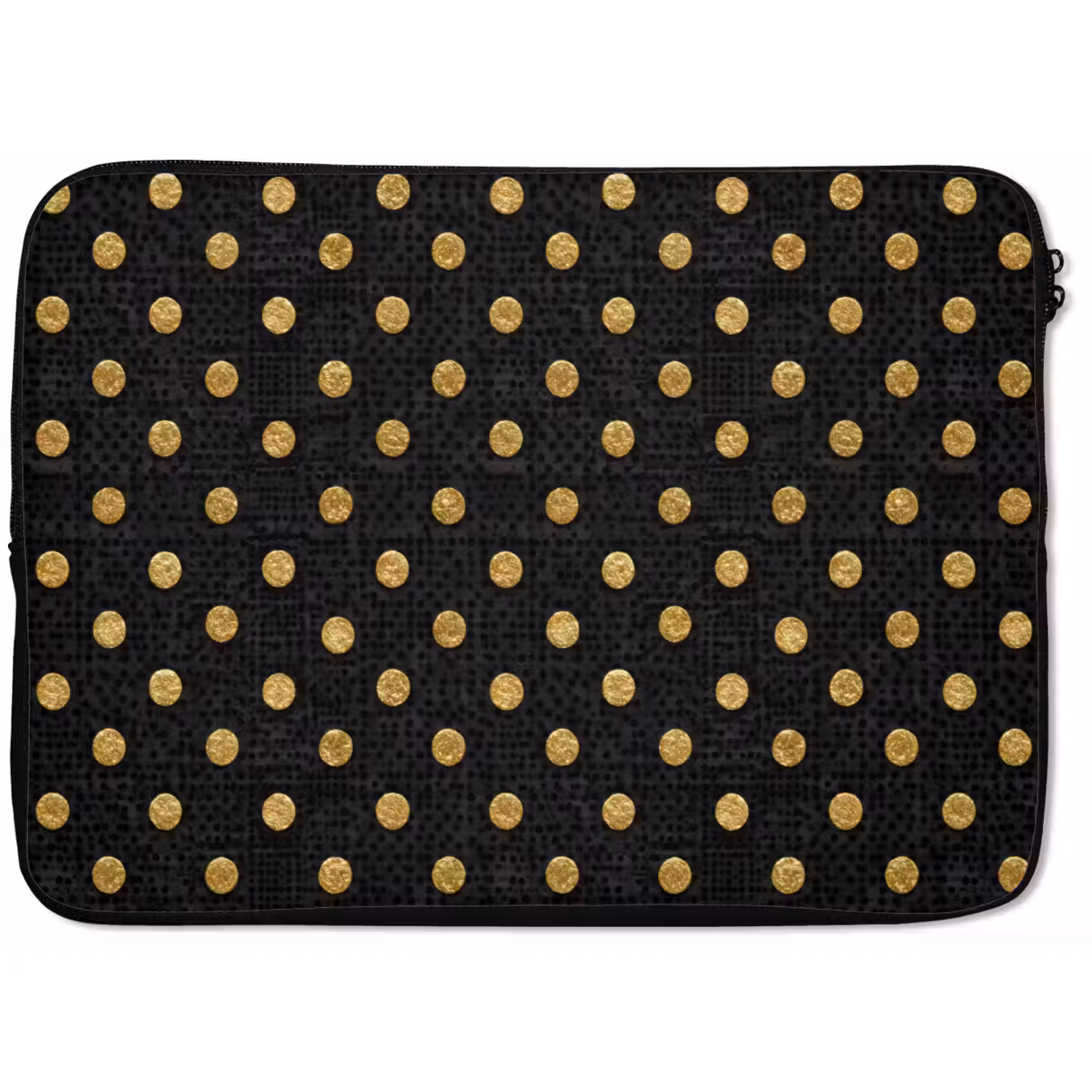 Polka Dot - Stippen - Goud - Zwart laptophoes neopreen klein 279 -zkaufland3dotto