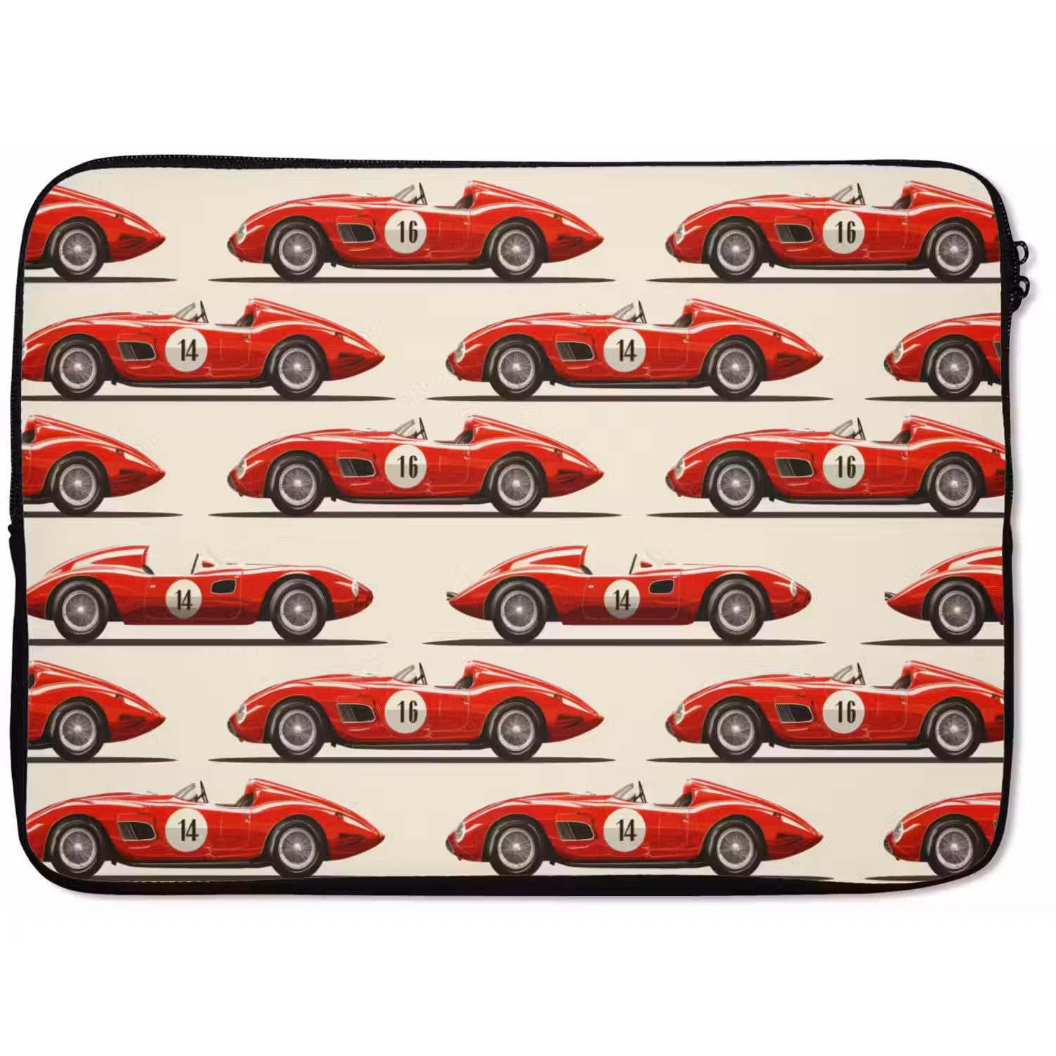 Raceauto - Retro - Rood laptophoes neopreen klein 279 -zkaufland3dotto