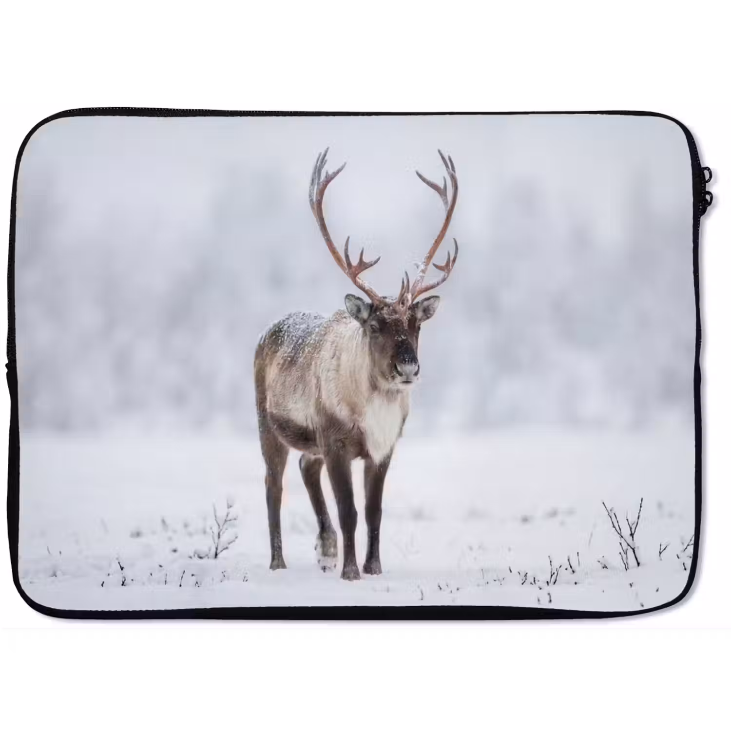 Rendier - Gewei - Toendra - Sneeuw - Wild laptophoes neopreen klein -zkaufland3dotto