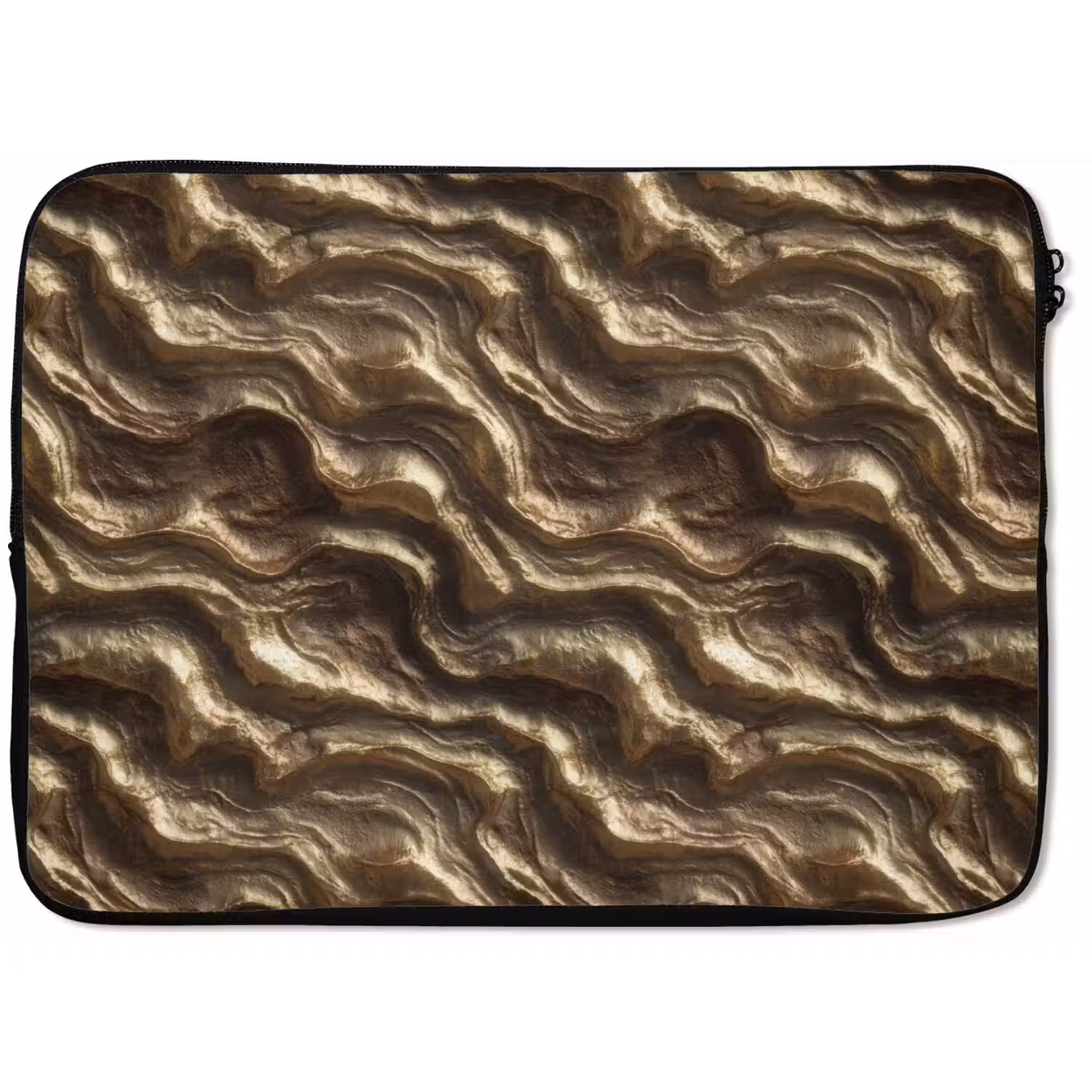 Reliëf - Golven - Abstract - Bronsgoud laptophoes neopreen klein 279 -zkaufland3dotto