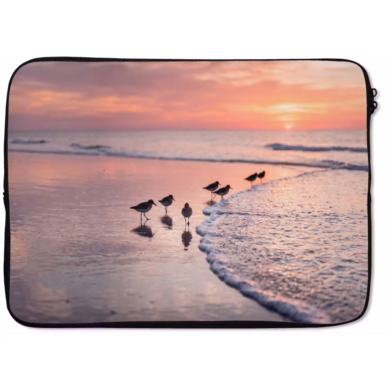 Meeuwen - Strand - Zee - Roze laptophoes neopreen klein -zkaufland3dotto