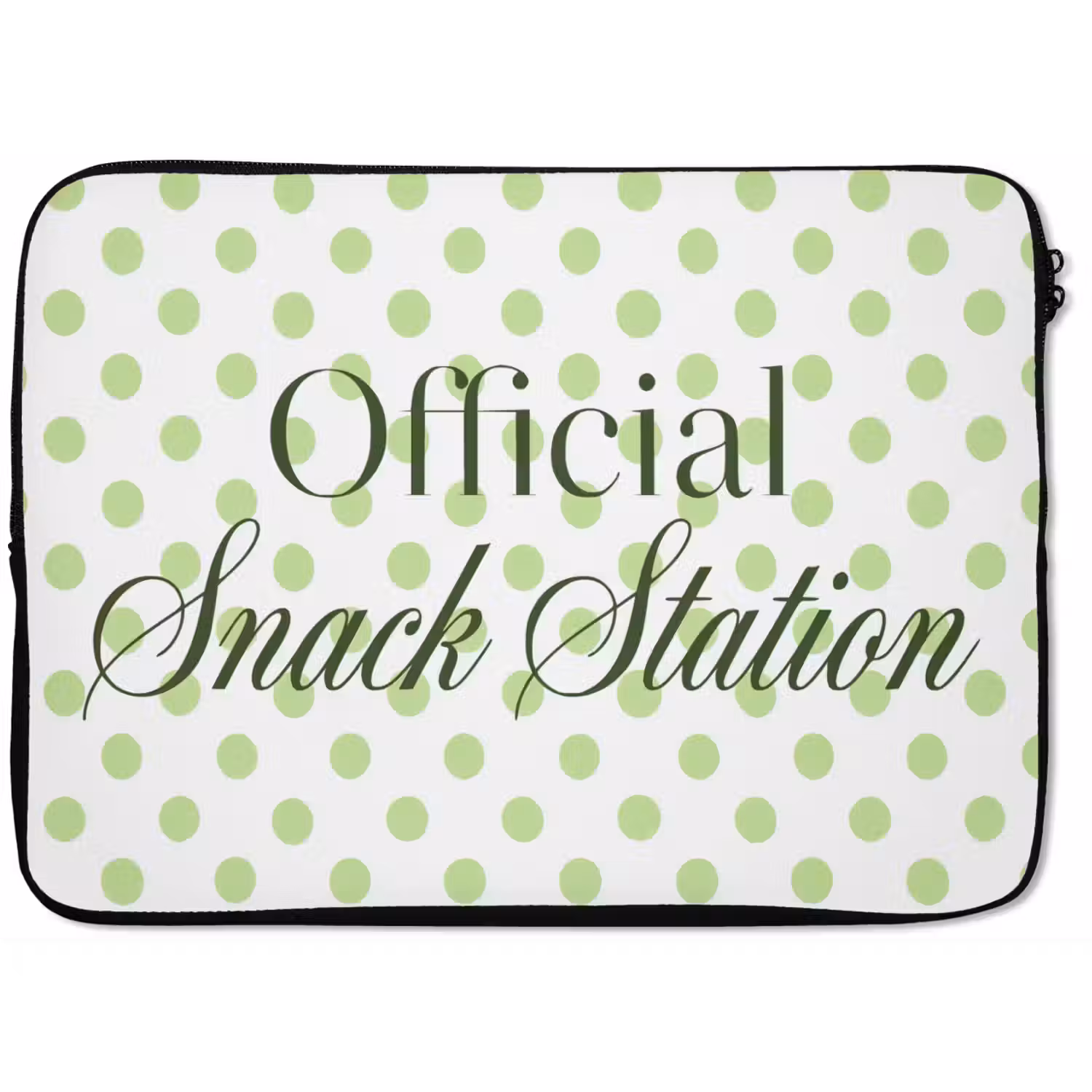 Snack Station - Groen - Stippen laptophoes neopreen klein -zkaufland3dotto