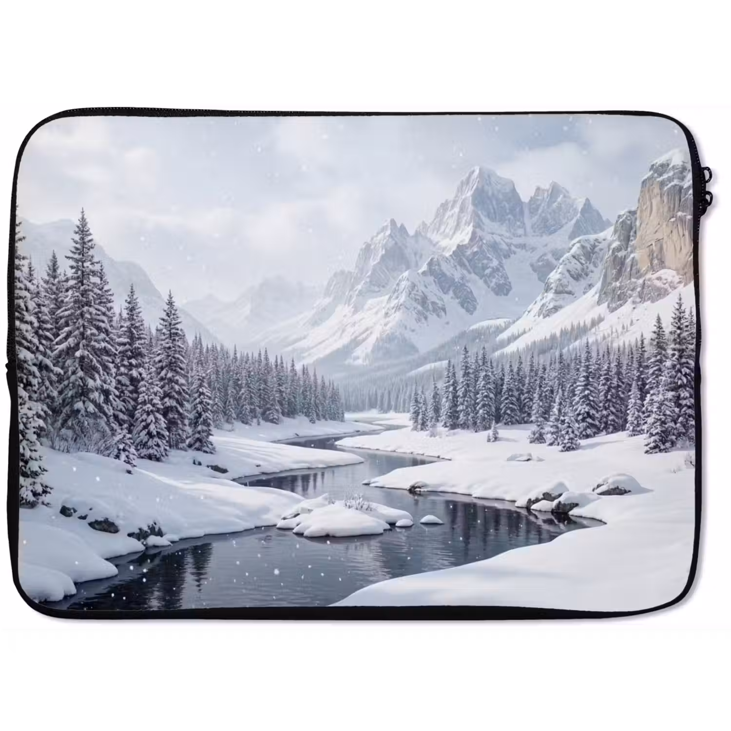 Sneeuwlandschap - Bergen - Rivier - Winter laptophoes neopreen klein -zkaufland3dotto