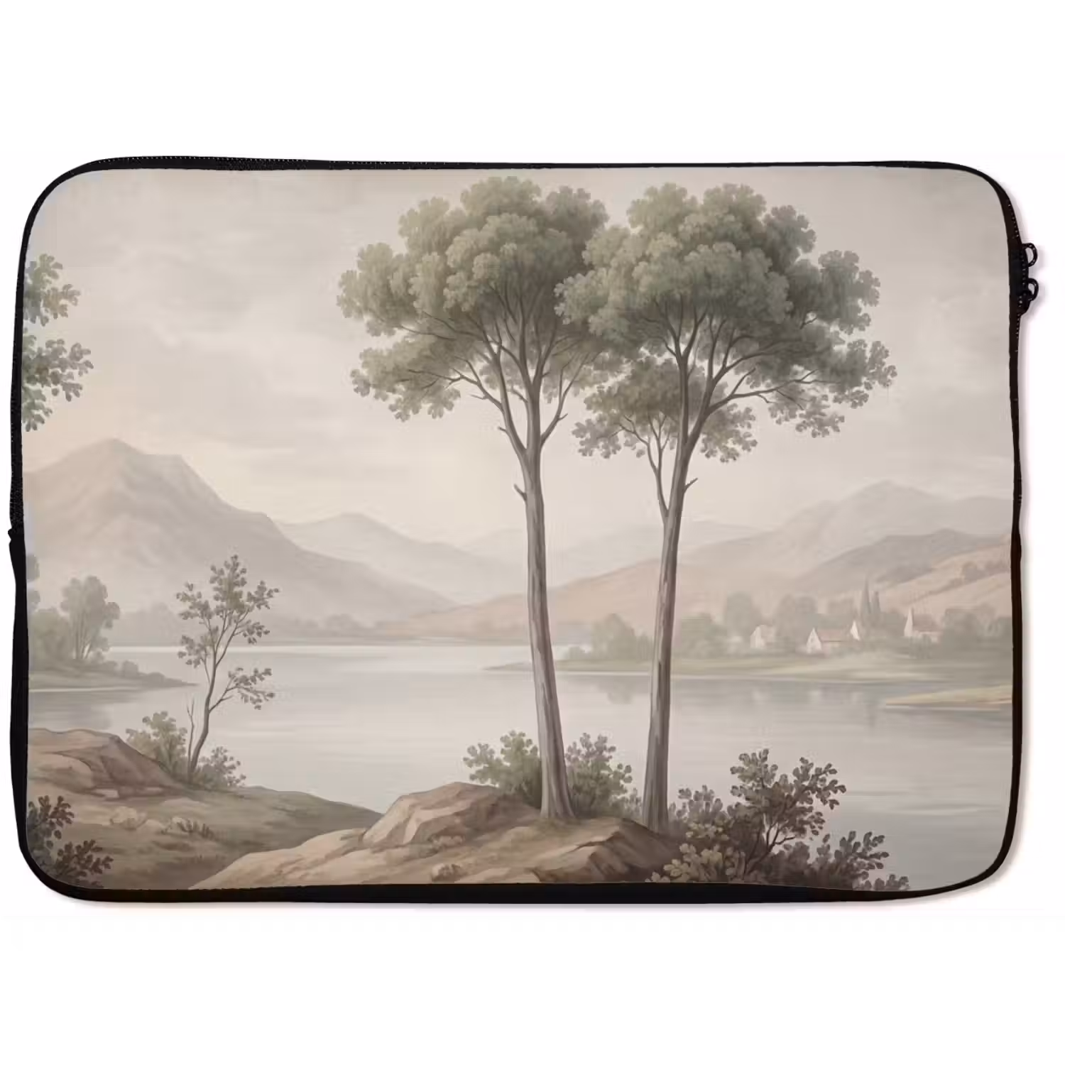 Bomen - Meer - Bergen - Illustratie laptophoes neopreen klein -zkaufland3dotto