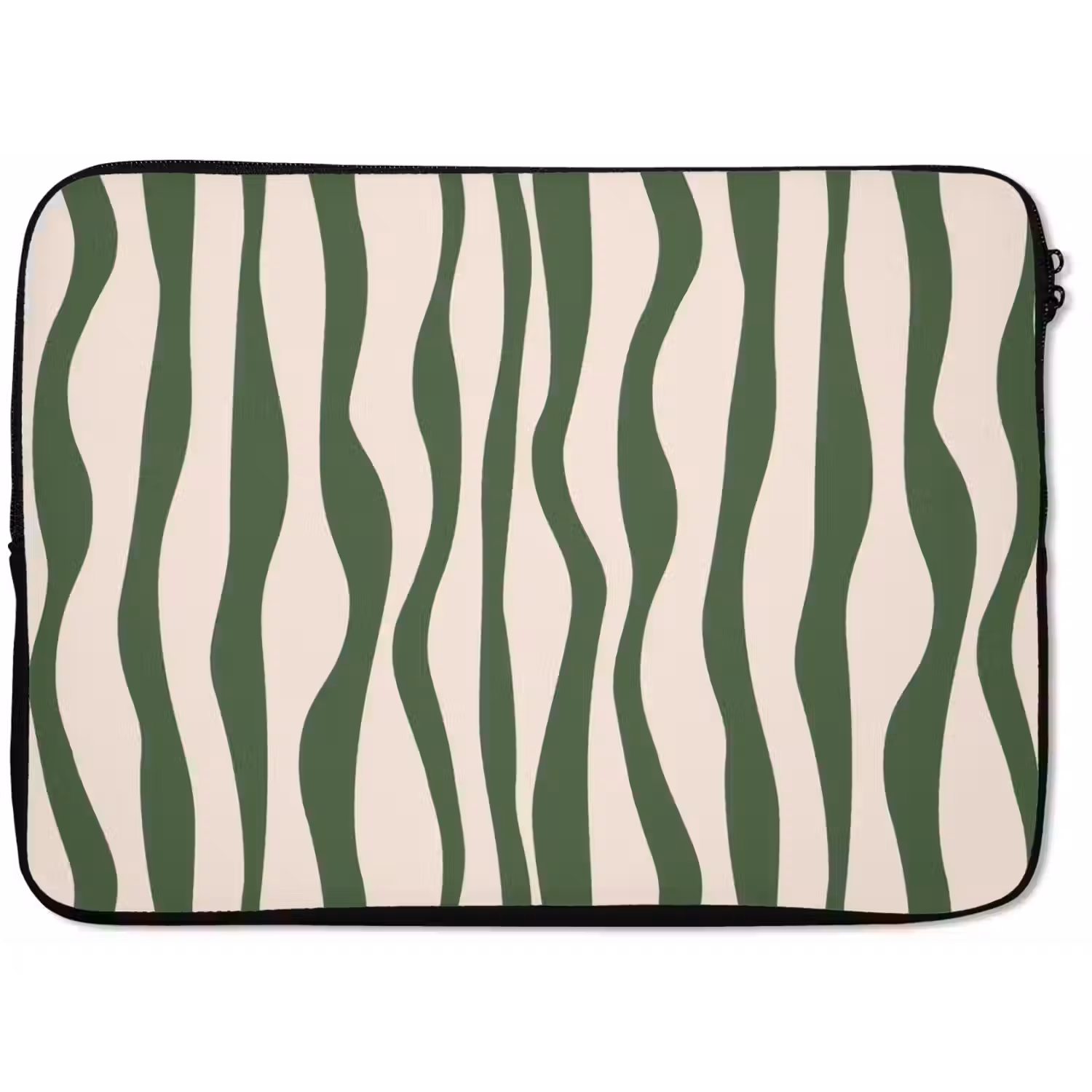 Golvende lijnen - Beige - Groen - Strepen - Abstract laptophoes neopreen klein -zkaufland3dotto
