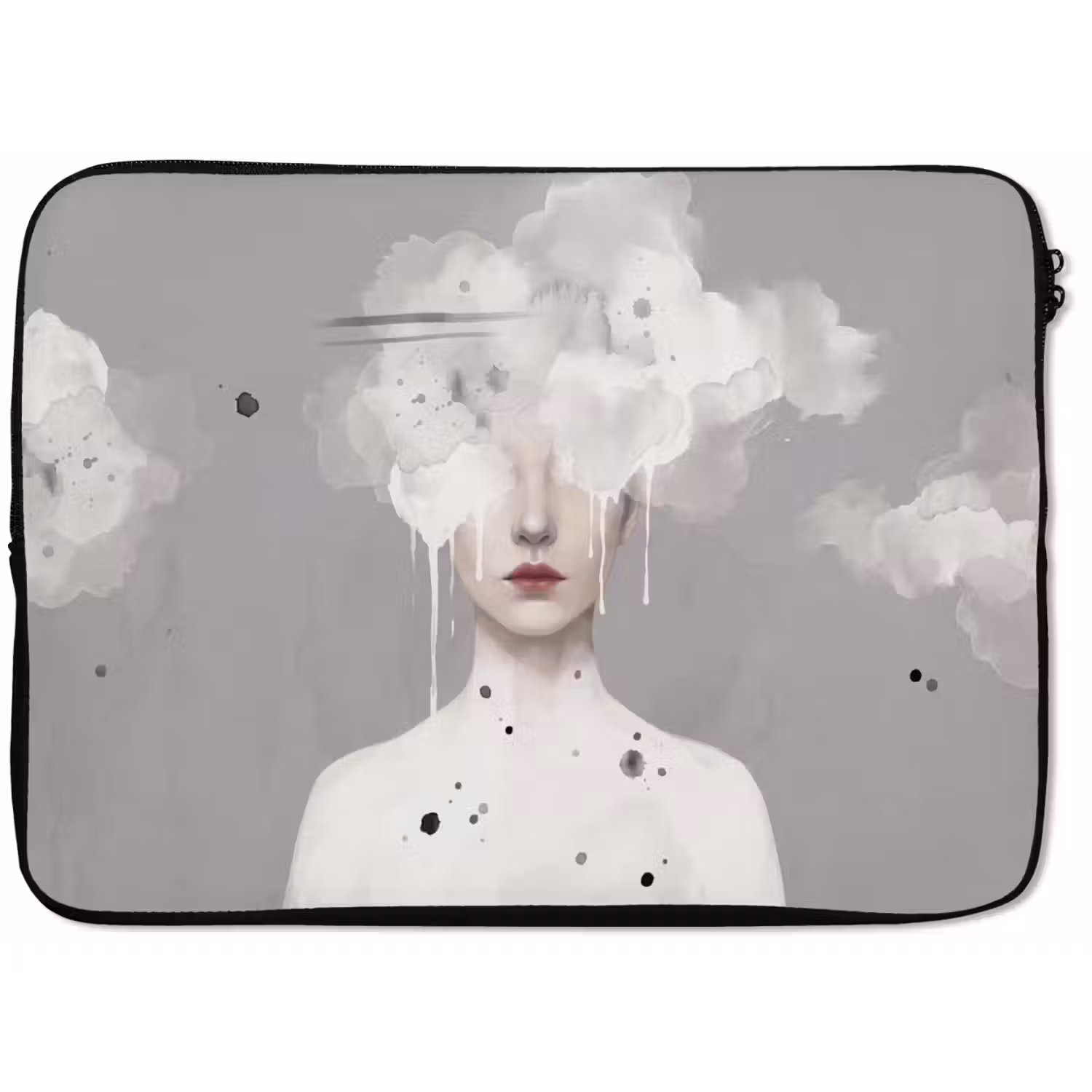 Vrouw - Wolk - Grijs laptophoes neopreen klein -zkaufland3dotto
