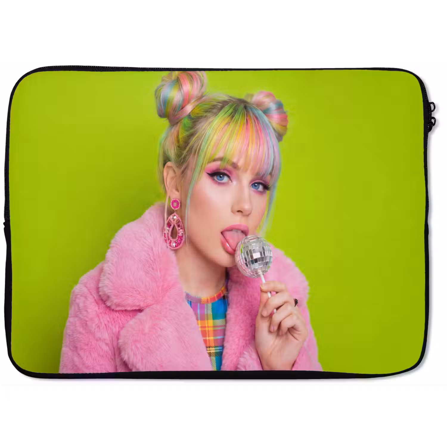 Vrouw - Kleurrijk haar - Pop art - Modern - Levendig laptophoes neopreen klein -zkaufland3dotto