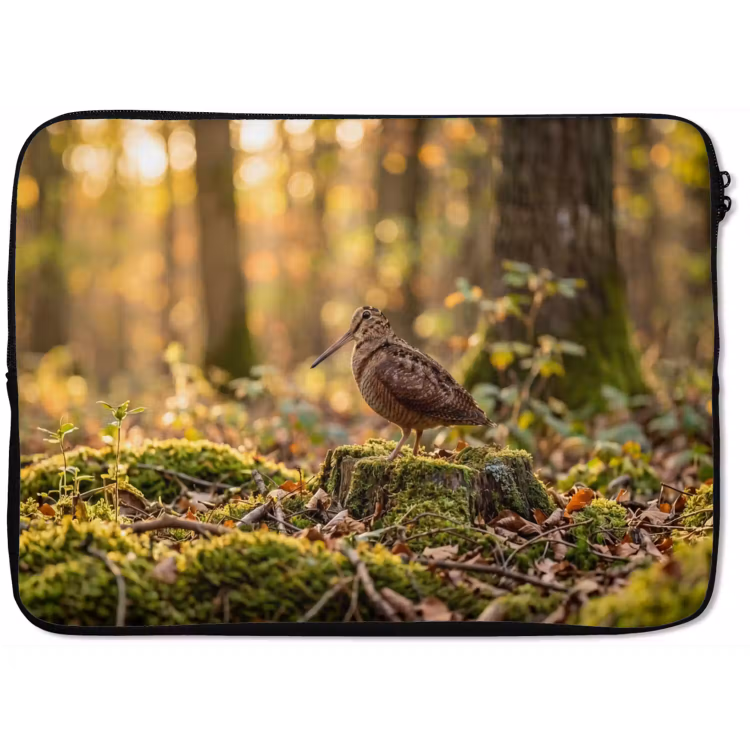 Houtsnip - Bos - Bladeren - Herfst - Gecamoufleerd laptophoes neopreen klein -zkaufland3dotto