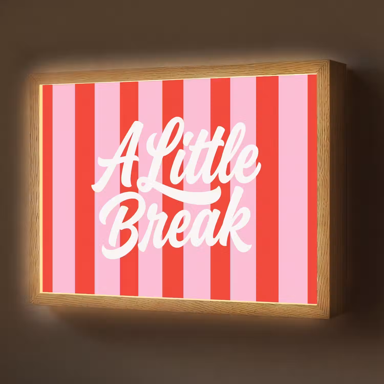 A Little Break - Strepen - Rood - Roze Light Box met batterij (Wandlamp) middel -z3d_website