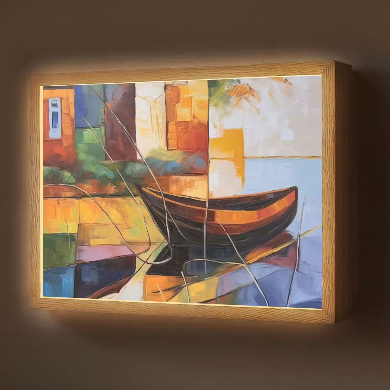 Abstract - Kunst - Boot - Kleuren Light Box met batterij (Wandlamp) middel -z3d_website