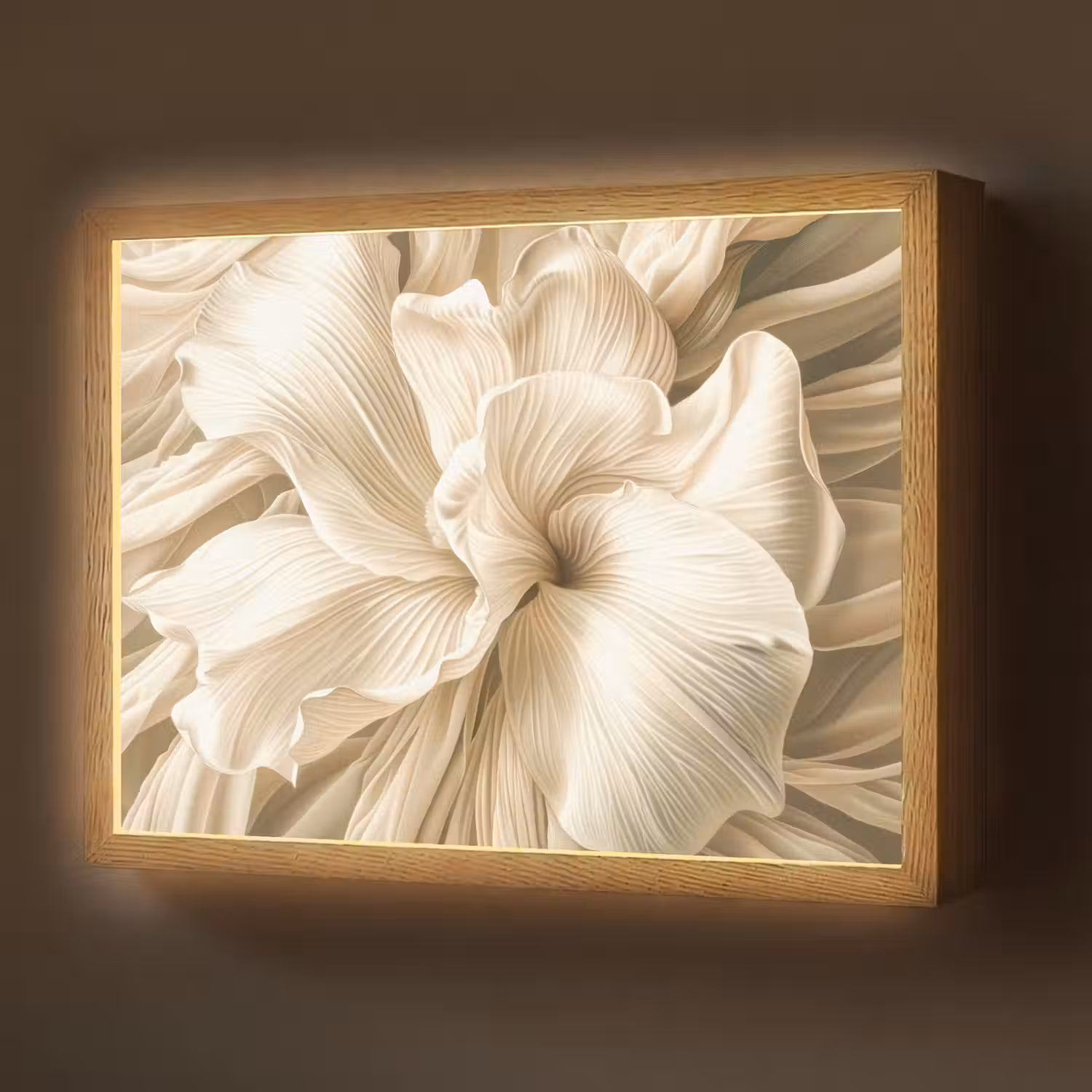 Abstract - Beige - Bloemen - Natuur Light Box met batterij (Wandlamp) middel -z3d_website