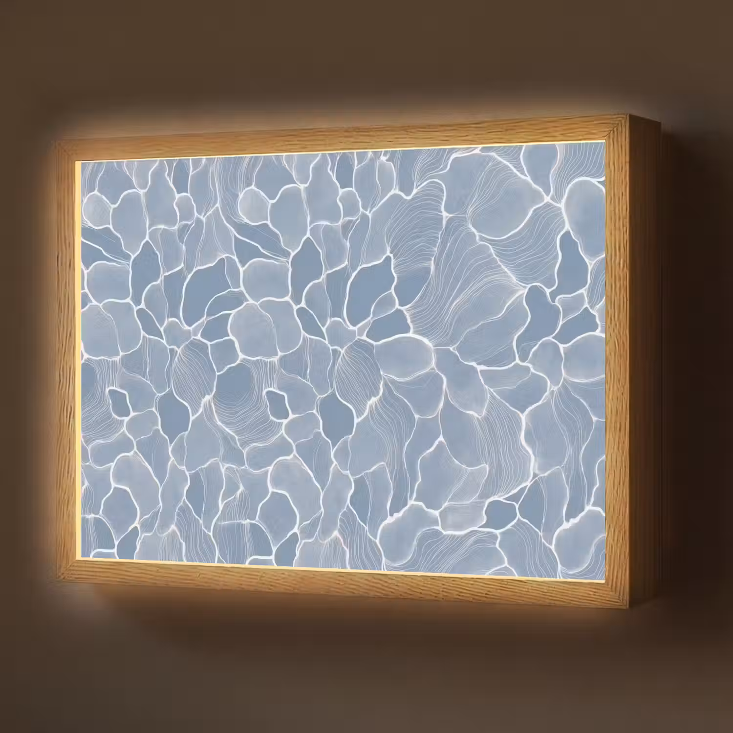 Abstract - Blauw - Bladeren Light Box met batterij (Wandlamp) middel -z3d_website