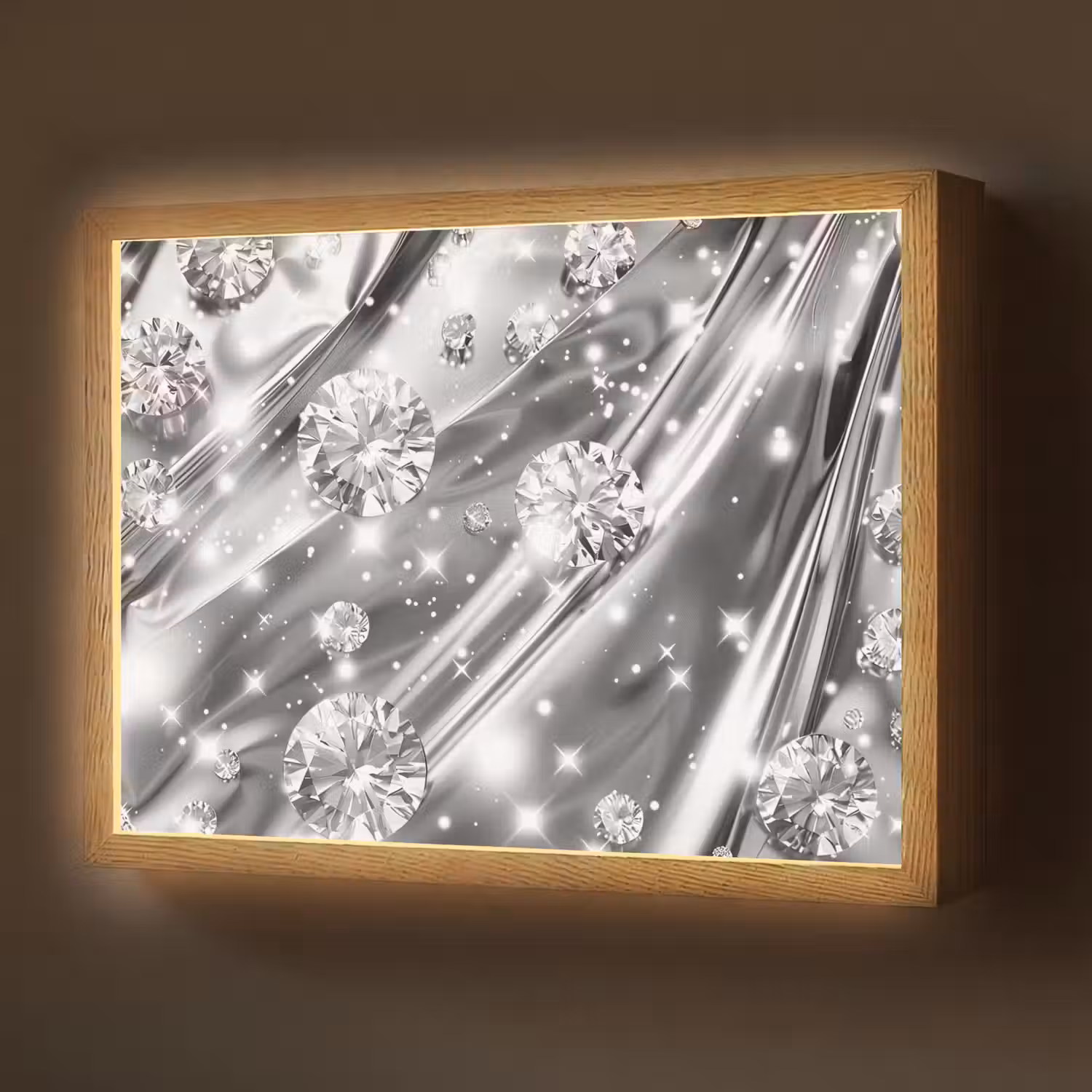 Abstract - Diamant - Luxe - Modern - Zilver Light Box met batterij (Wandlamp) middel -z3d_website