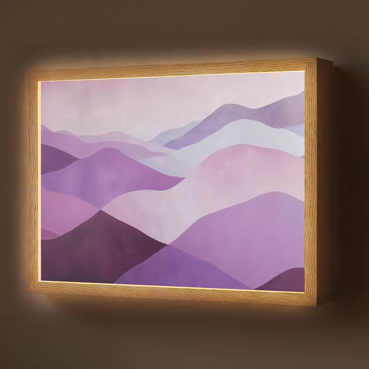 Abstract - Heuvels - Landschap - Paars Light Box met batterij (Wandlamp) middel -z3d_website