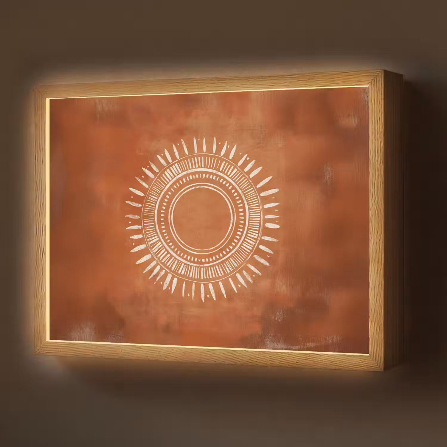 Abstract - Lijnen - Zonnestralen - Roodbruin Light Box met batterij (Wandlamp) middel -z3d_website