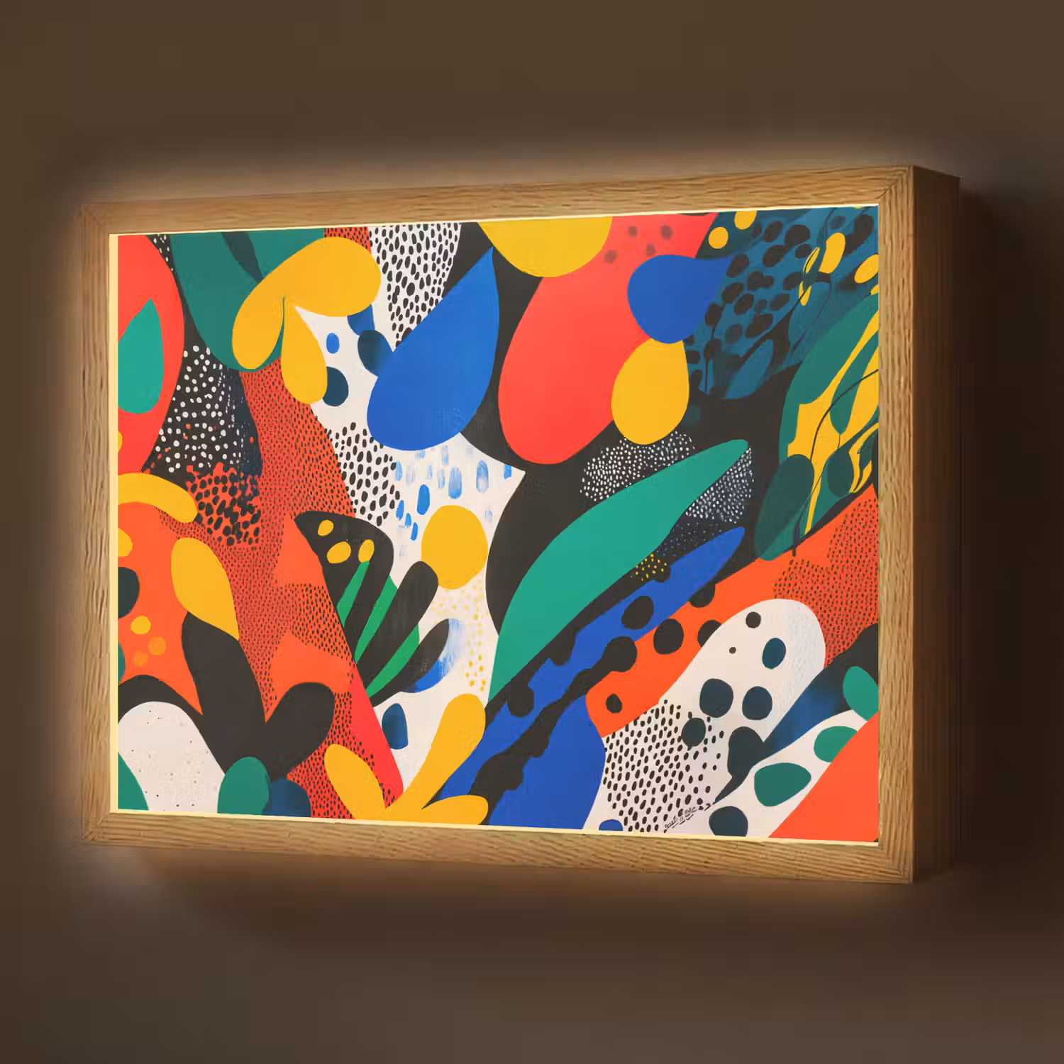 Abstract - Planten - Vormen - Kleurrijk Light Box met batterij (Wandlamp) middel -z3d_website