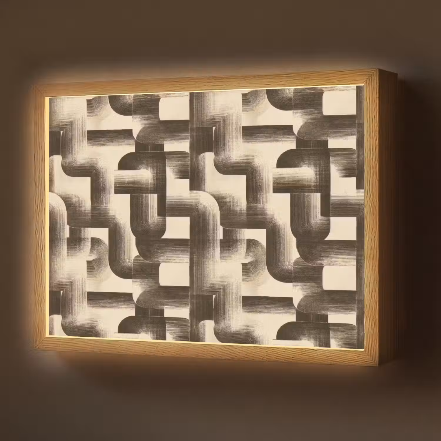 Abstract - Retro - Zwart Light Box met batterij (Wandlamp) middel 907 -z3d_website