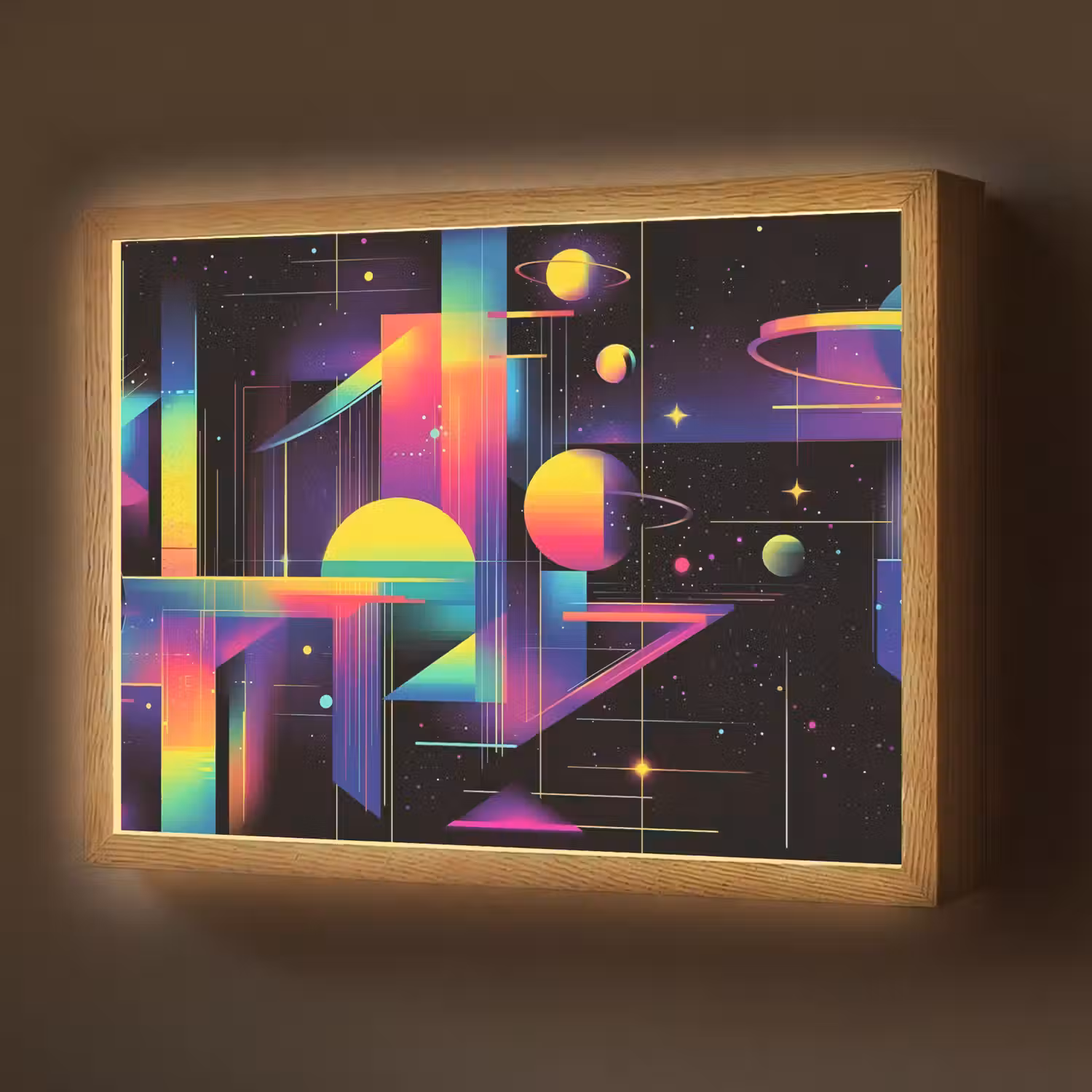 Abstract - Vormen - Kleurrijk - Lijnen Light Box met batterij (Wandlamp) middel -z3d_website