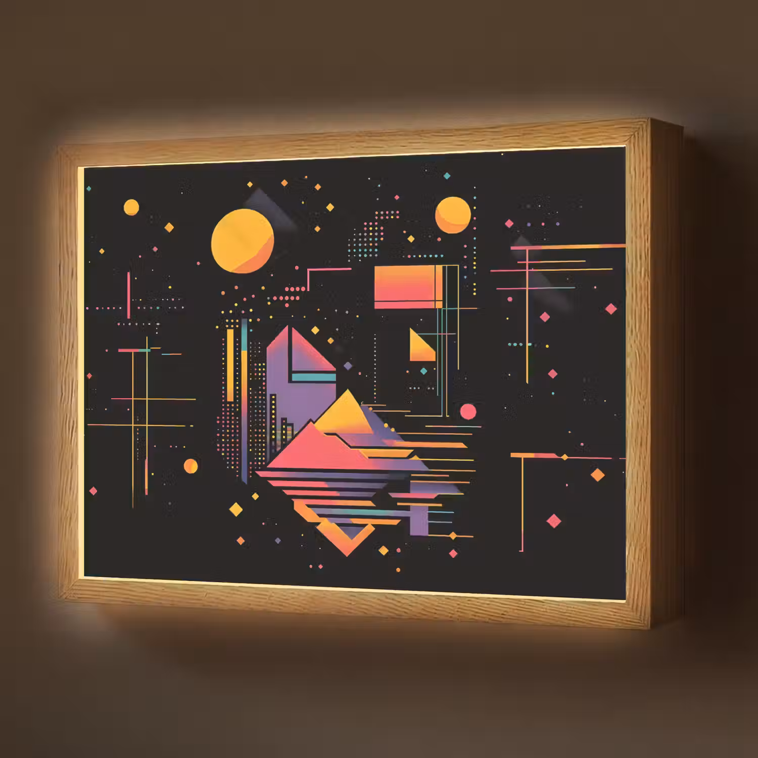 Abstract - Vormen - Lijnen - Kleurrijk Light Box met batterij (Wandlamp) middel -z3d_website