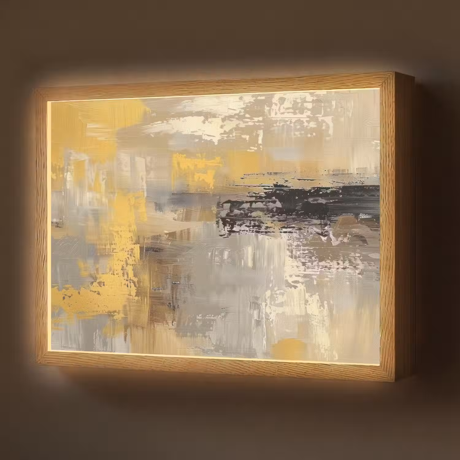 Abstract - Geel - Modern - Beige Light Box met batterij (Wandlamp) middel -z3d_website