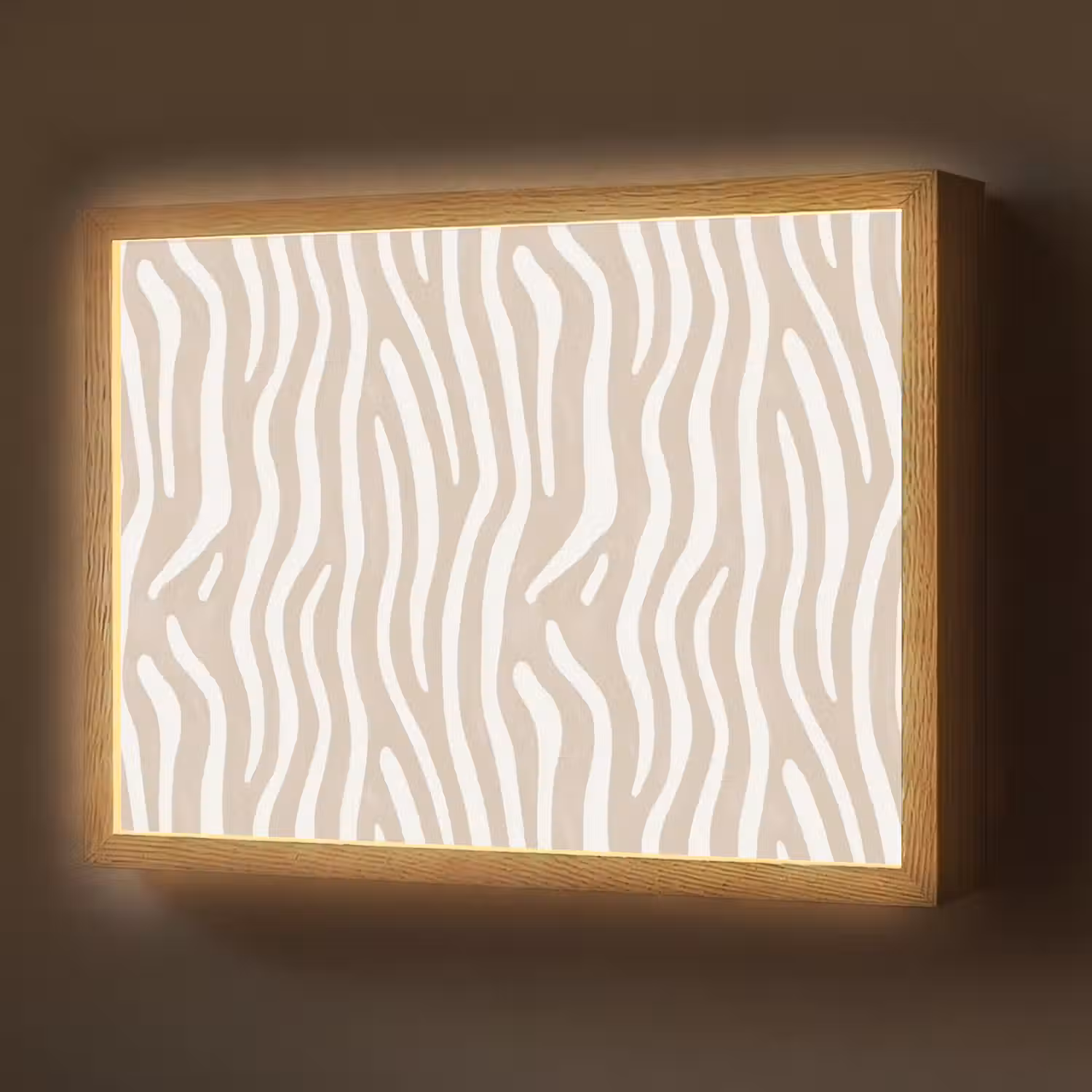 Abstract - Zebra - Beige Light Box met batterij (Wandlamp) middel 907 -z3d_website