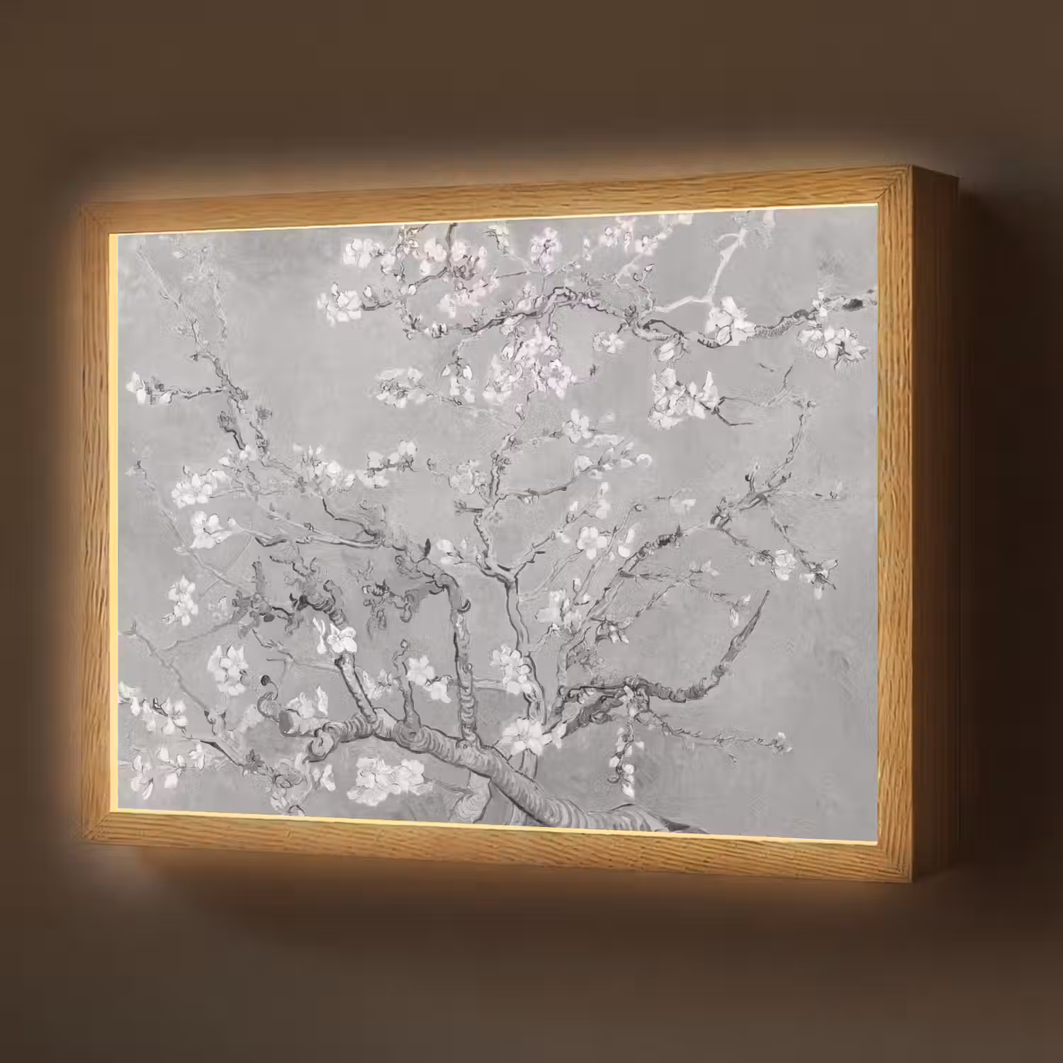 Amandelbloesem - Kunst - Van Gogh - Grijs Light Box met batterij (Wandlamp) middel -z3d_website