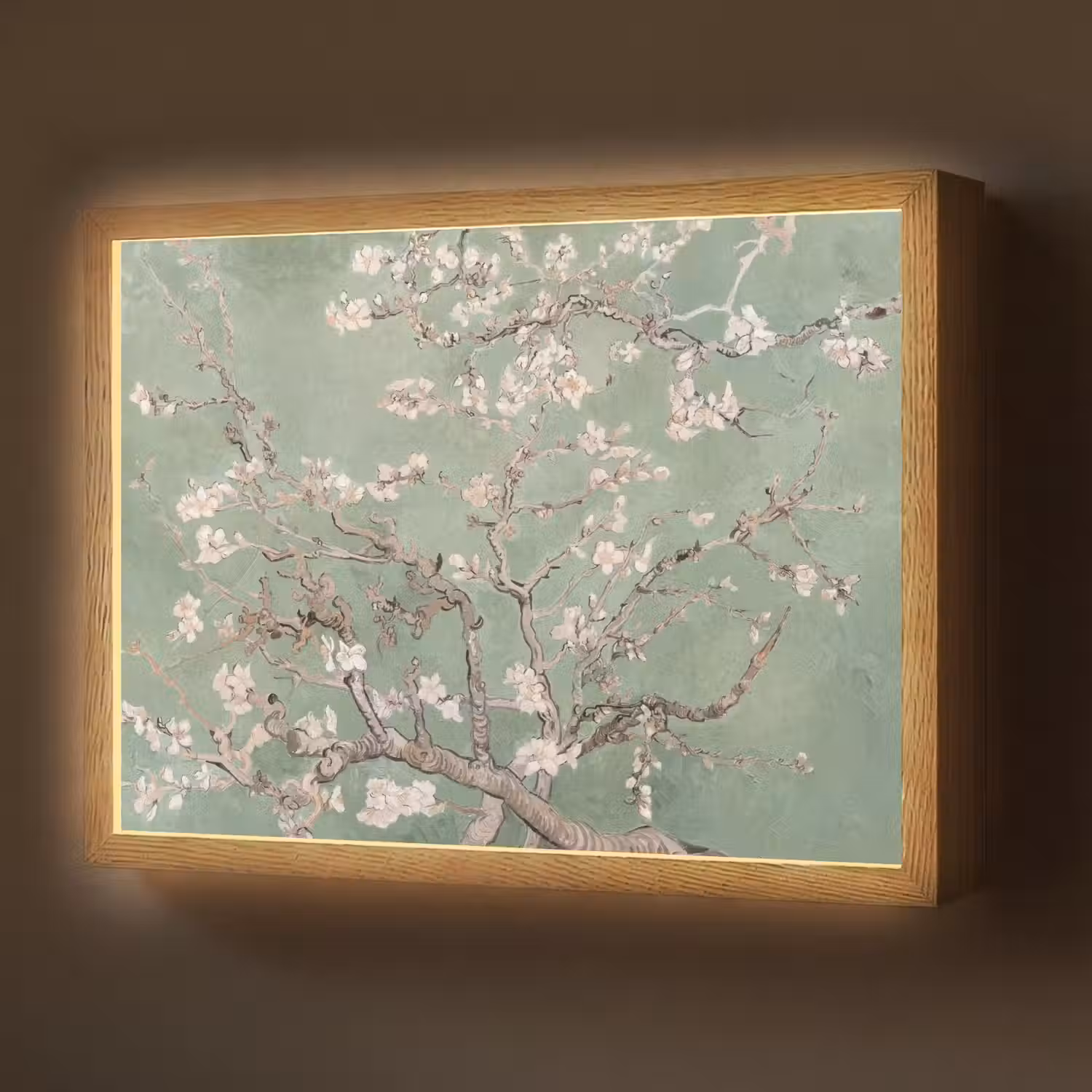 Amandelbloesem - Kunst - Van Gogh - Groen Light Box met batterij (Wandlamp) middel -z3d_website