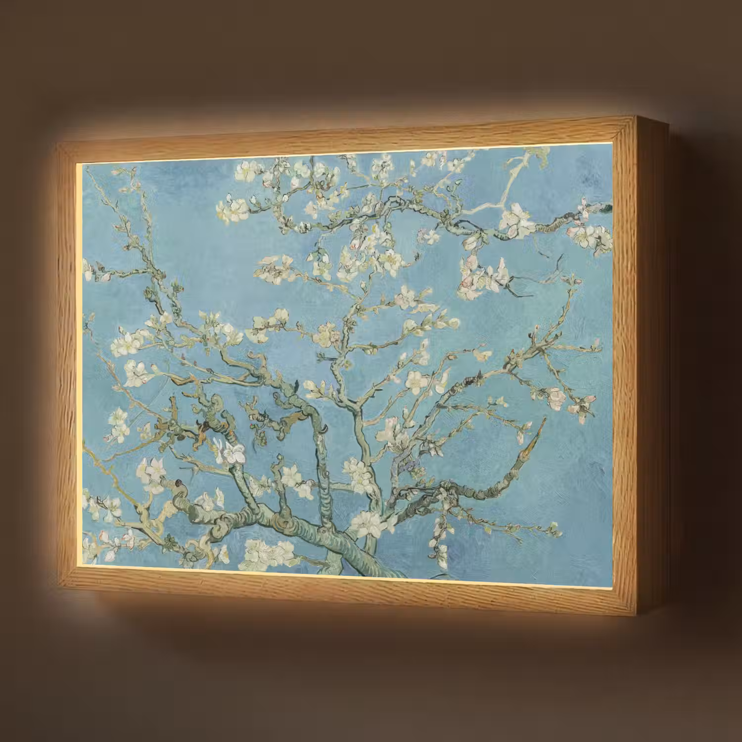 Amandelbloesem - Van Gogh - Kunst - Bloemen Light Box met batterij (Wandlamp) middel -z3d_website