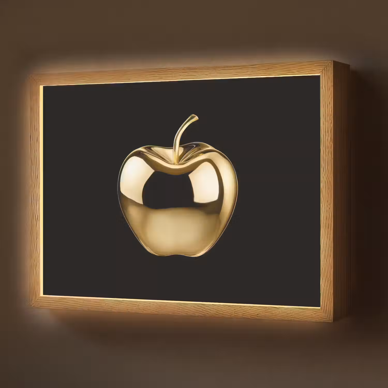 Appel - Goud - Chrome - Zwart Light Box met batterij (Wandlamp) middel -z3d_website