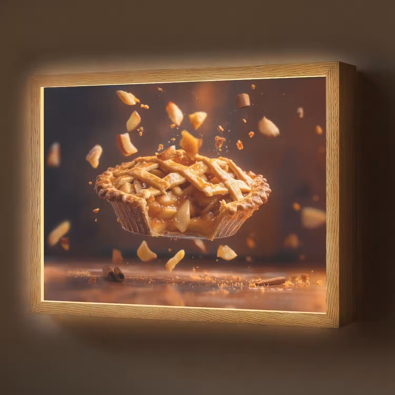 Appel - Taart - Warm - Eten Light Box met batterij (Wandlamp) middel -z3d_website