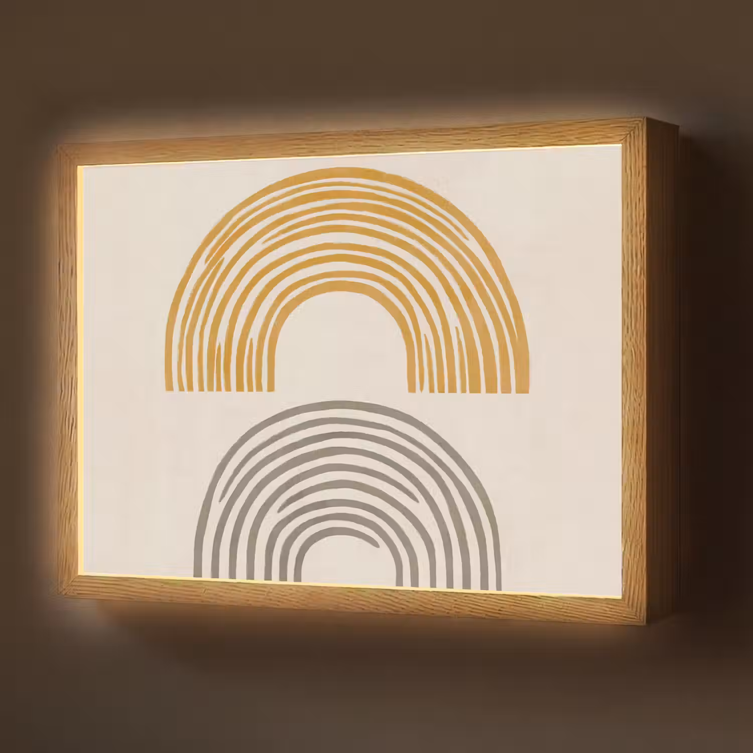 Bogen - Lijnen - Oranje - Minimalistisch Light Box met batterij (Wandlamp) middel -z3d_website
