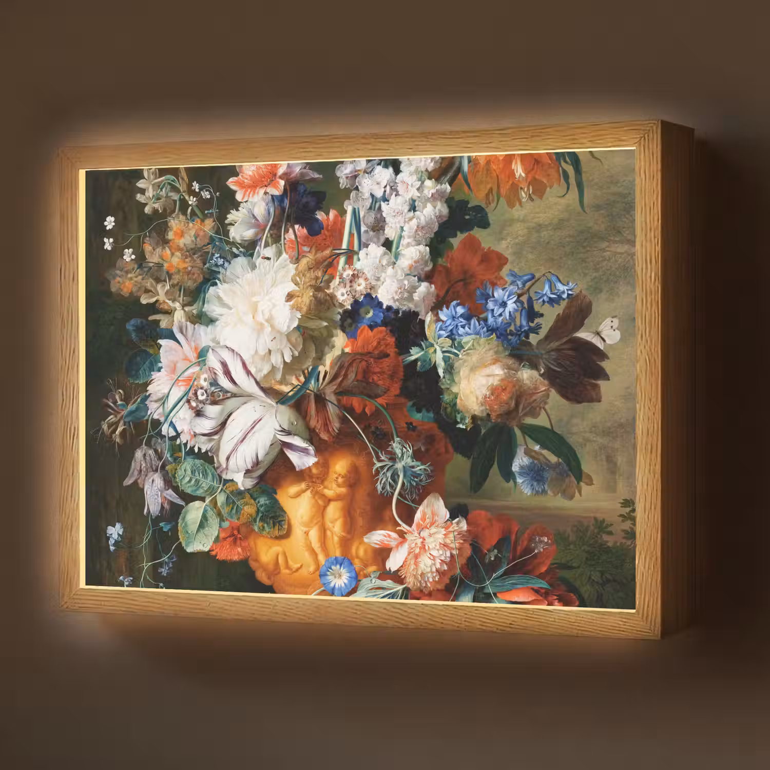 Kunst - Oude meesters - Boeket bloemen in een urn Light Box met batterij (Wandlamp) middel -z3d_website