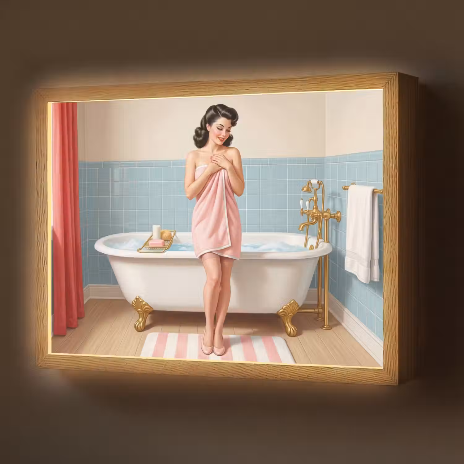Badkamer - Vrouw - Roze Light Box met batterij (Wandlamp) middel -z3d_website