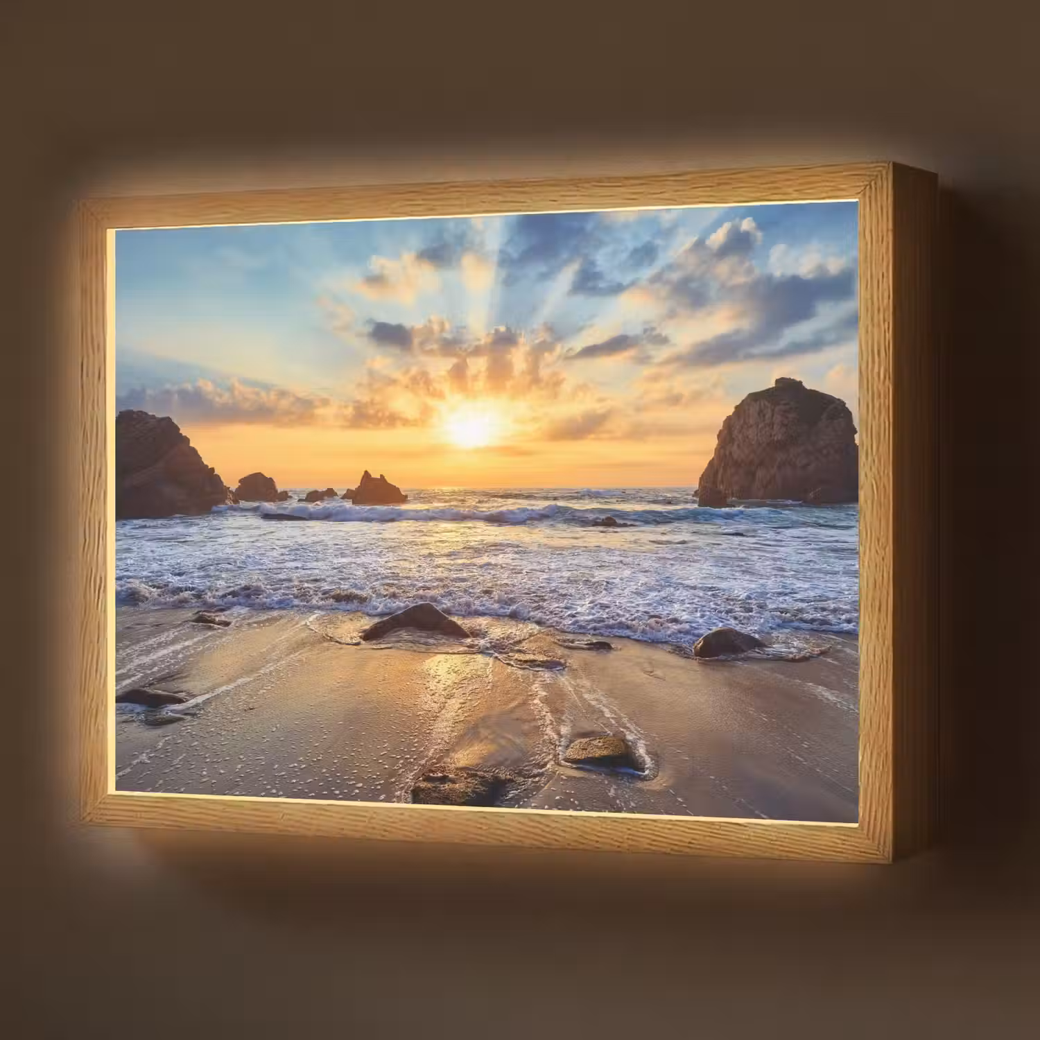 Strand - Zonsondergang - Natuur - Zee - Landschap Light Box met batterij (Wandlamp) middel -z3d_website