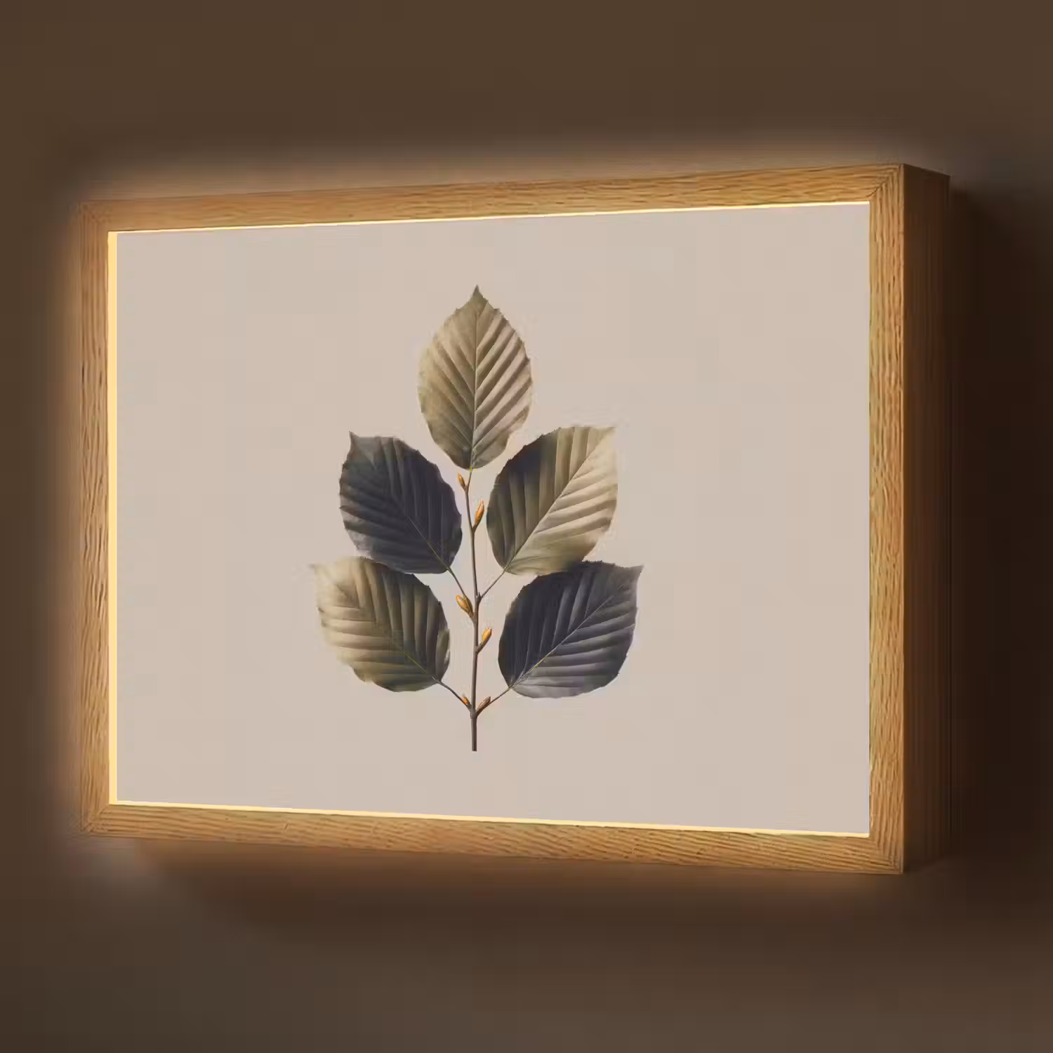 Beukenbladeren - Bruin - Groen - neutraal Light Box met batterij (Wandlamp) middel -z3d_website