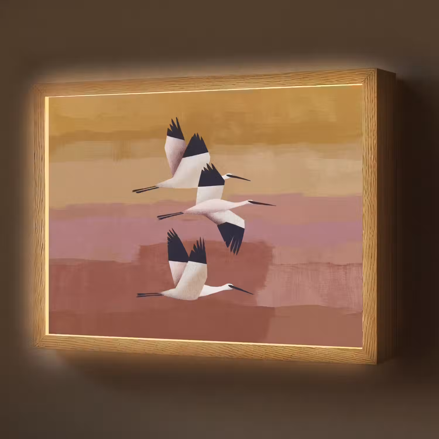 Vogels - Snavel - Abstract Light Box met batterij (Wandlamp) middel -z3d_website