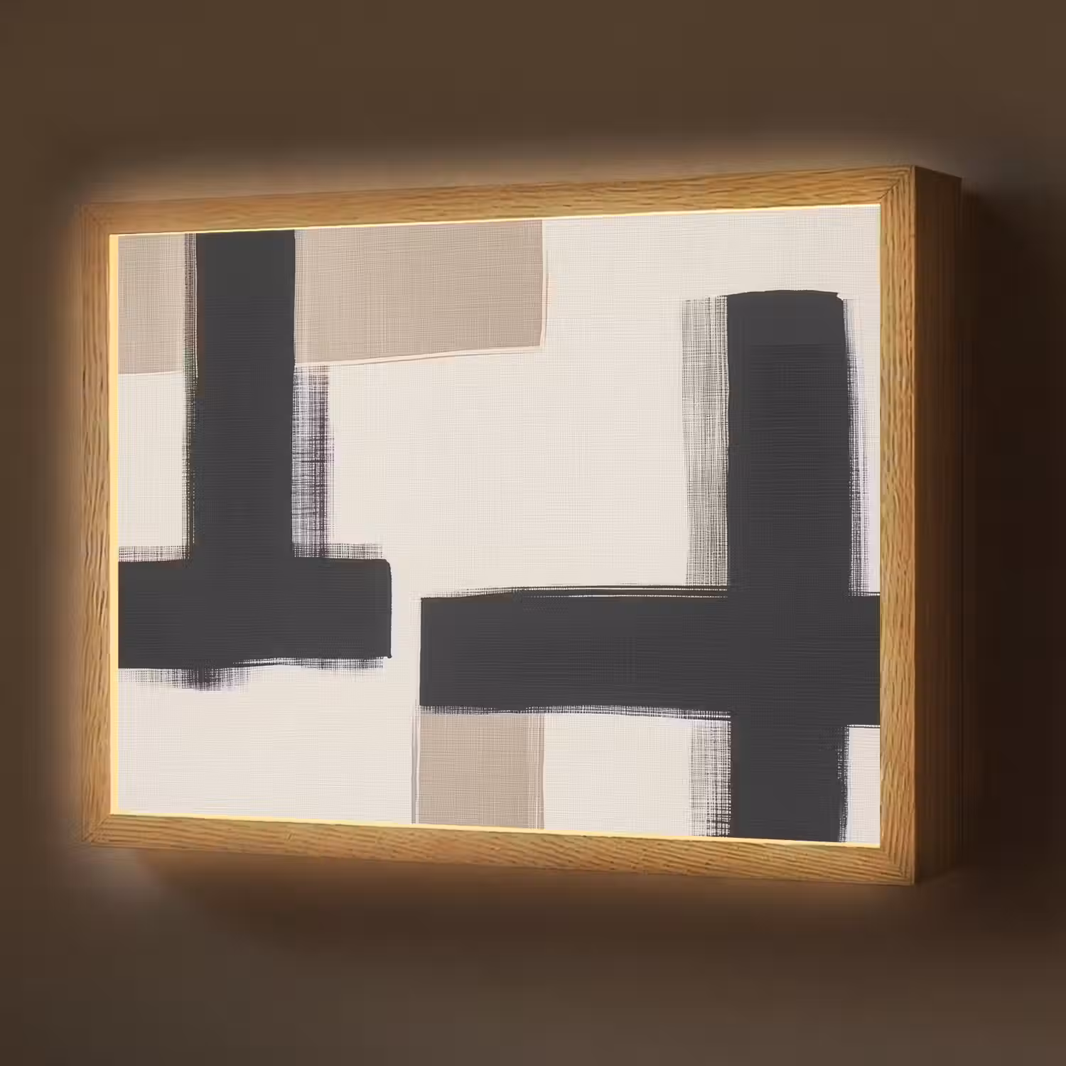 Zwart - Abstract - Japandi Light Box met batterij (Wandlamp) middel -z3d_website