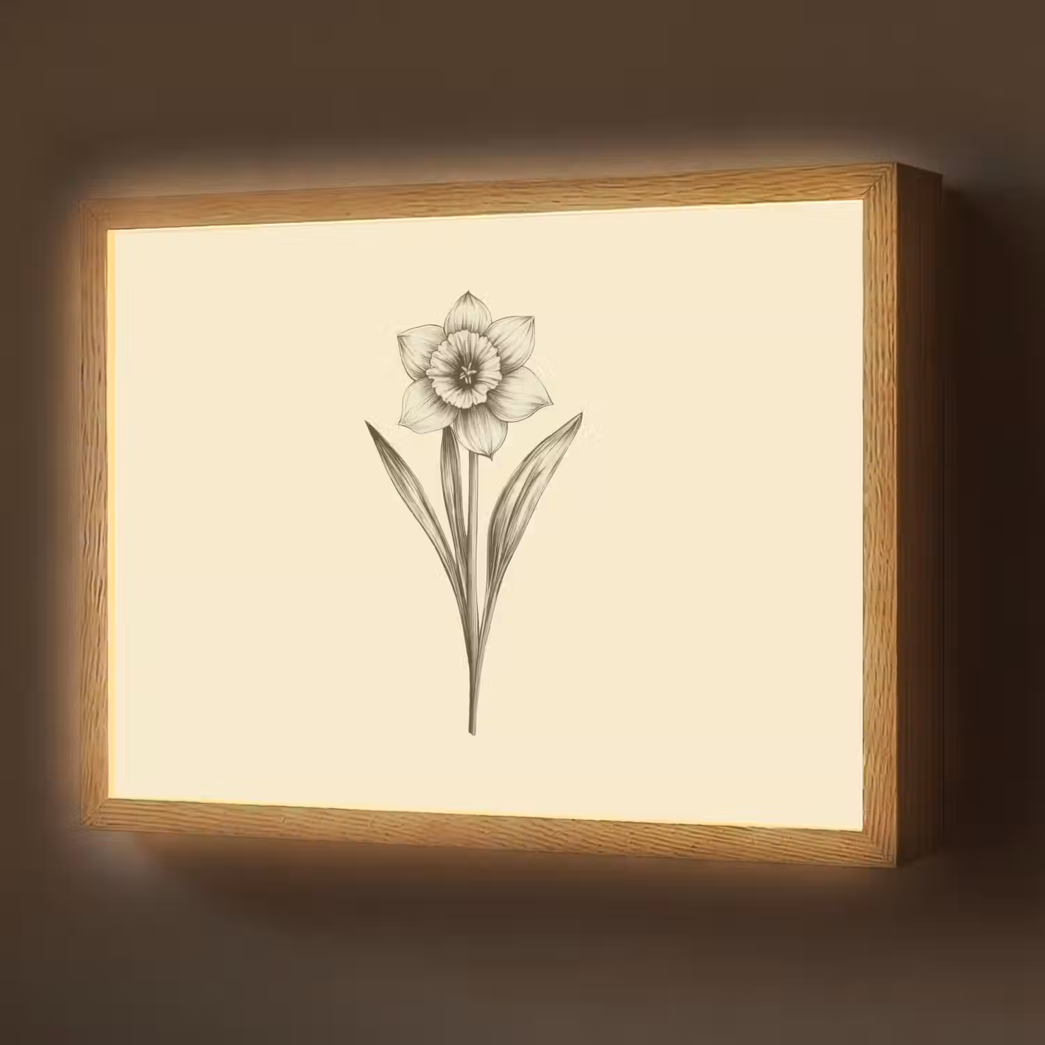 Zwart - Narcis - Illustratie Light Box met batterij (Wandlamp) middel -z3d_website