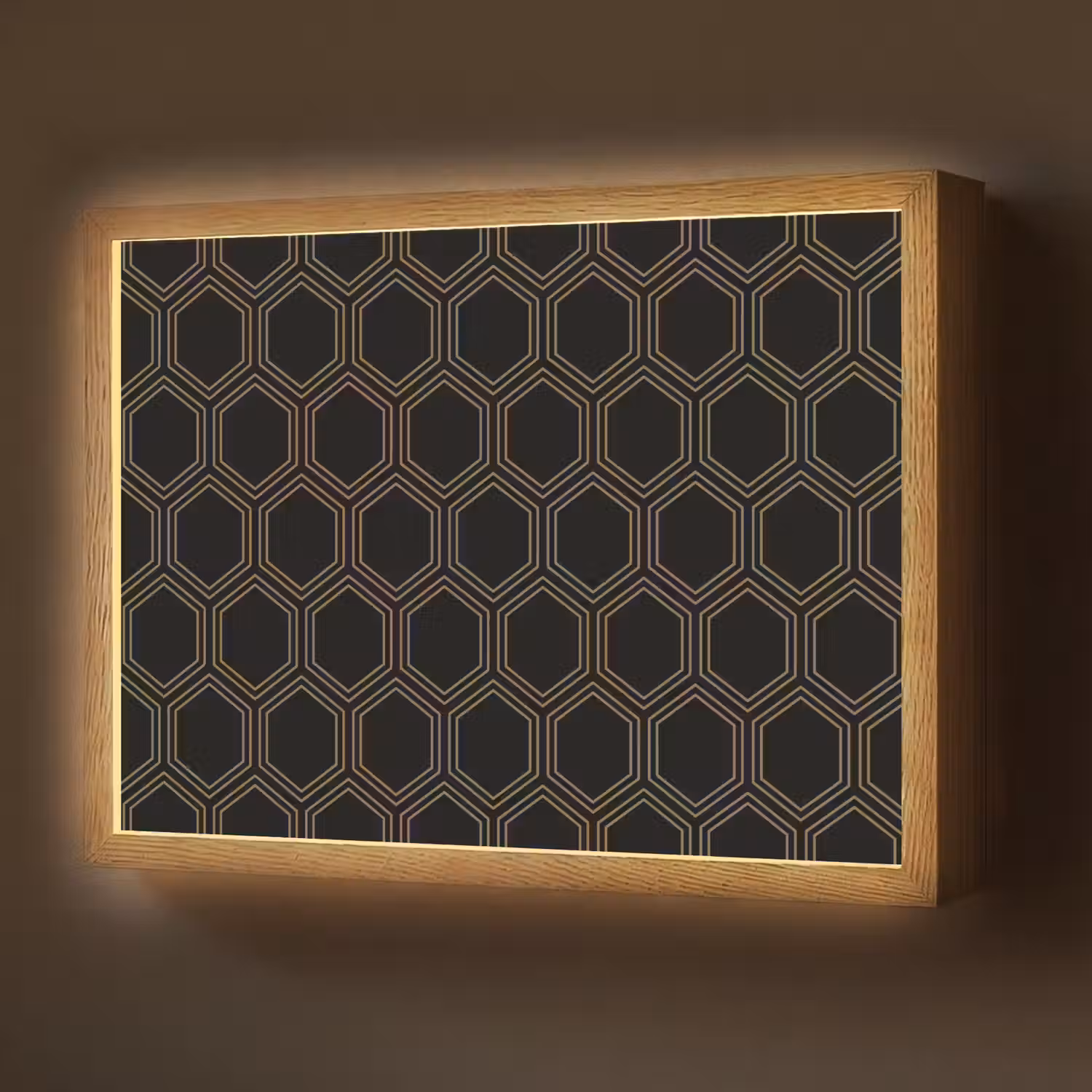 Zwart - Goud - Zeshoek Light Box met batterij (Wandlamp) middel 907 -z3d_website