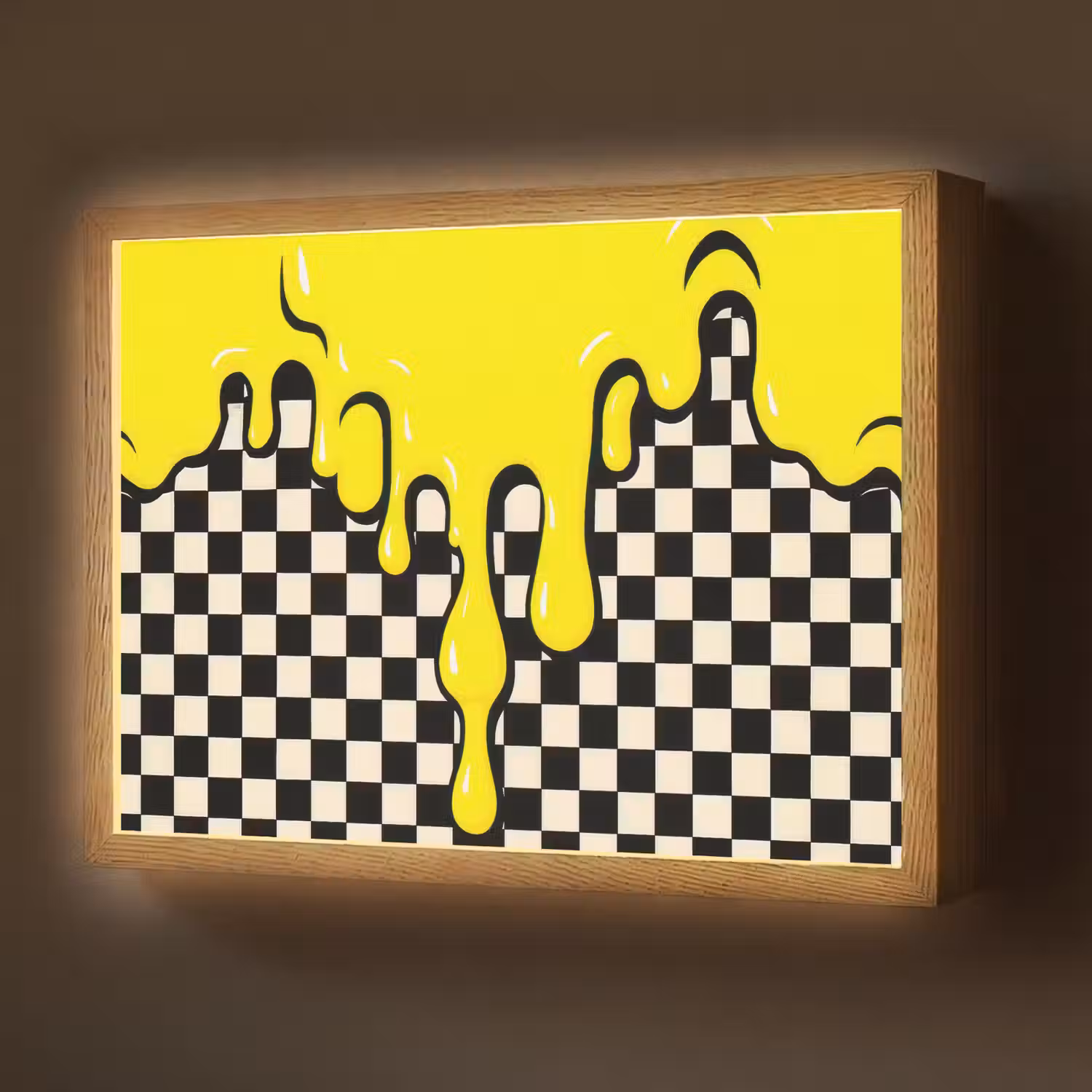 Geblokt - Grafisch - Vloeistof - Geel Light Box met batterij (Wandlamp) middel -z3d_website