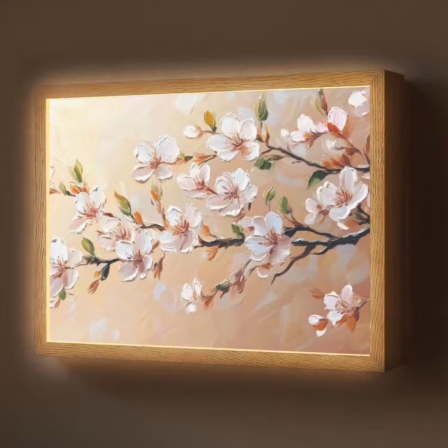 Bloesemtakken - Schilderachtig - Roze Light Box met batterij (Wandlamp) middel -z3d_website
