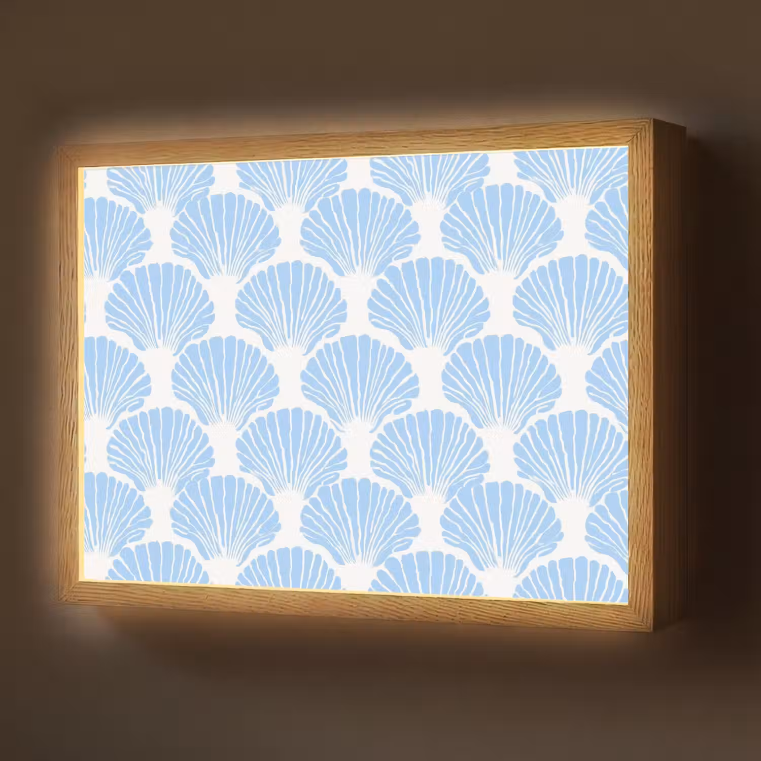 Blauw - Wit - Schelpen - Grafisch - Structuur Light Box met batterij (Wandlamp) middel 907 -z3d_website
