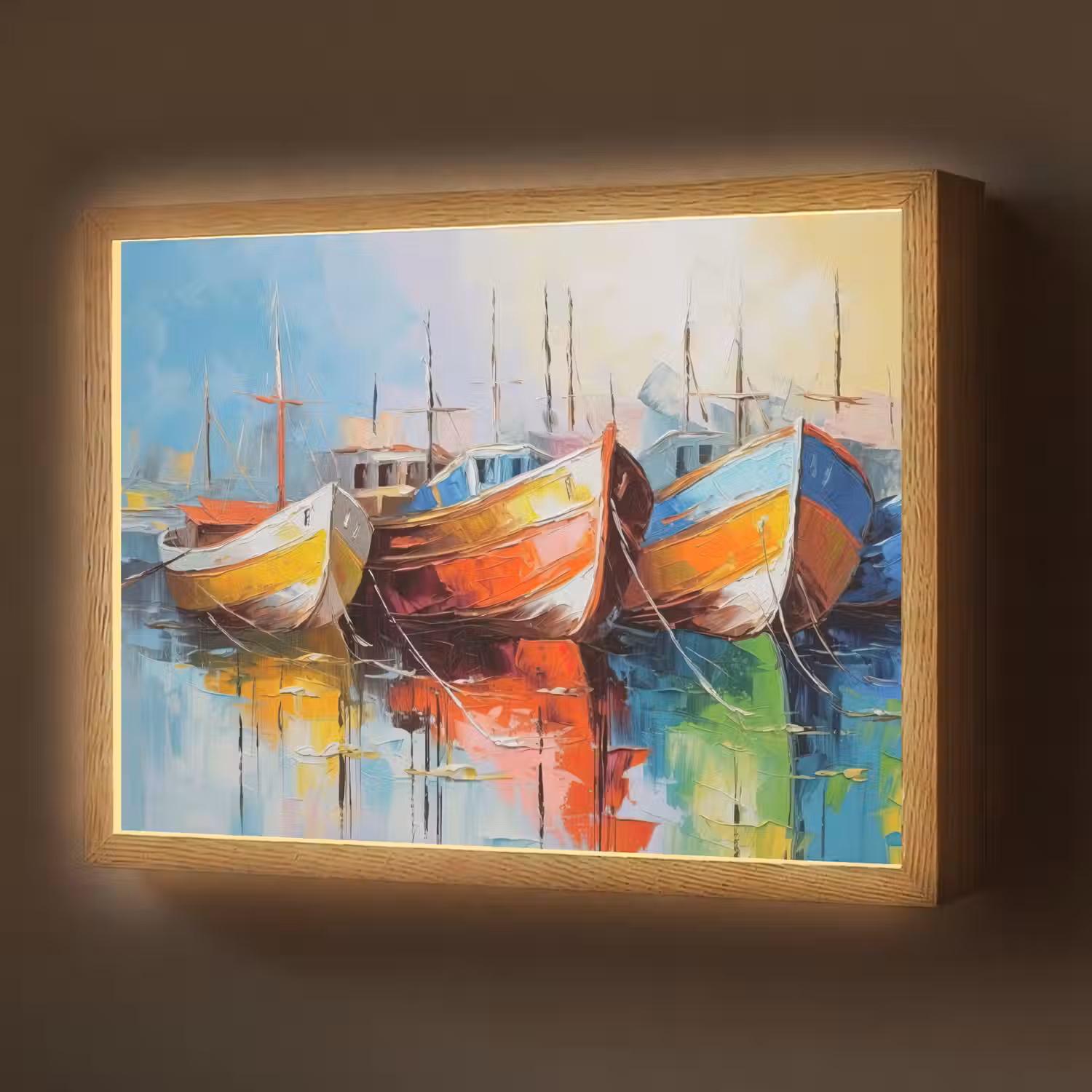Boten - Kunst - Kleuren - Schilderij Light Box met batterij (Wandlamp) middel -z3d_website